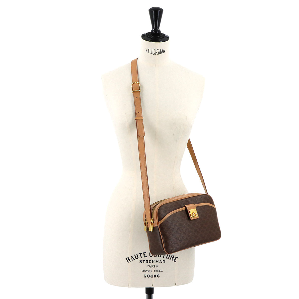 Macadam Shoulder Bag Leather PVC Brown Vintage Purse