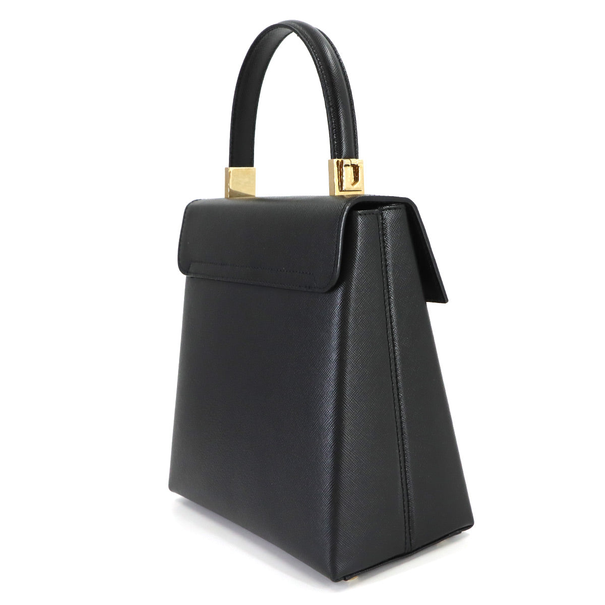 Gancini Hand Shoulder Bag Leather Black Purse