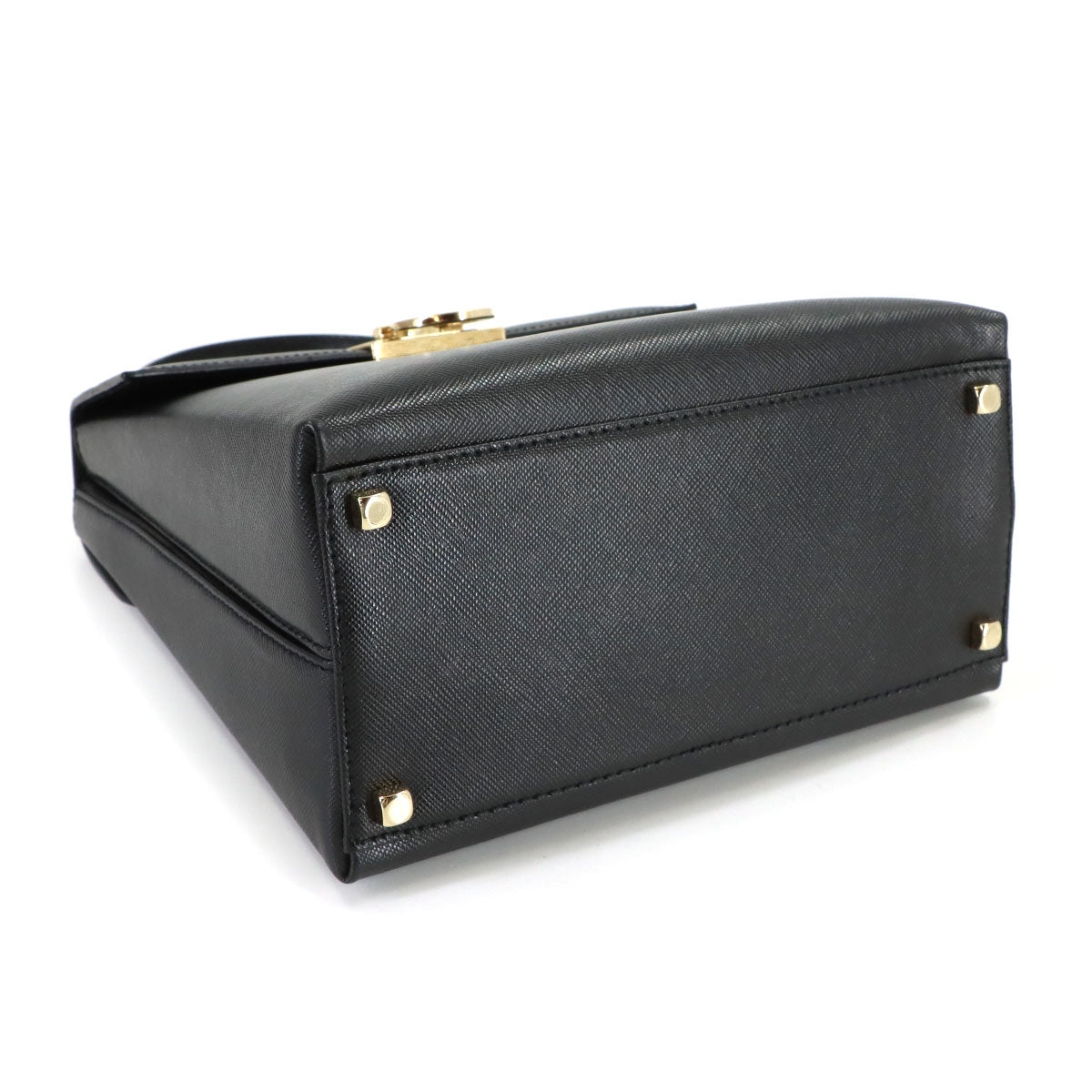 Gancini Hand Shoulder Bag Leather Black Purse