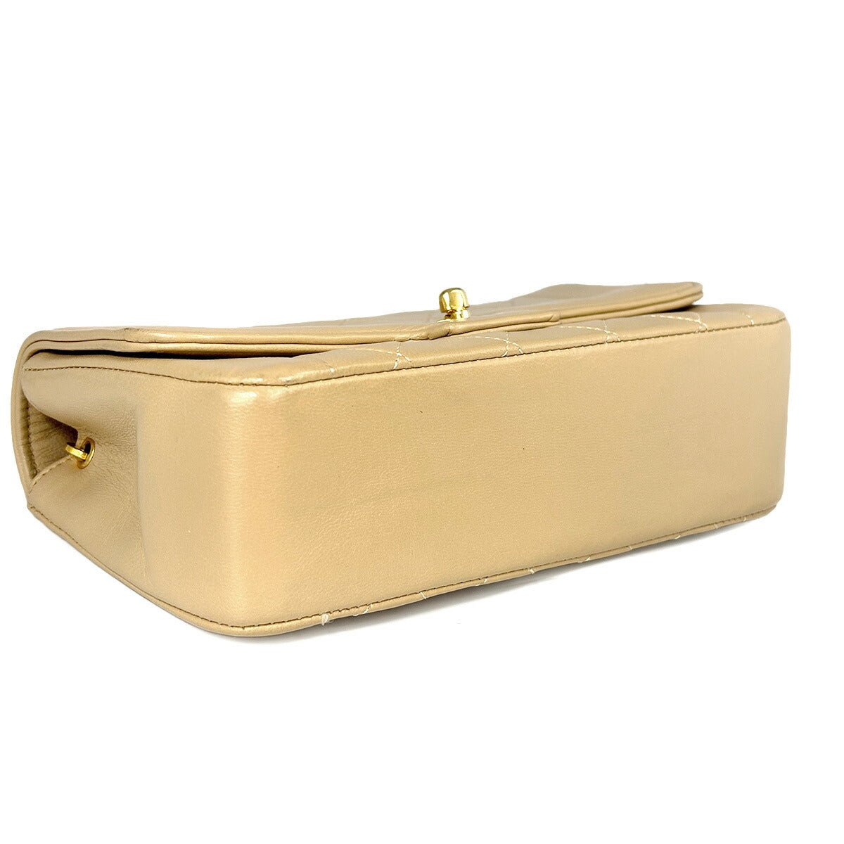 Matelasse Chain Shoulder Bag Leather Beige Vintage Purse