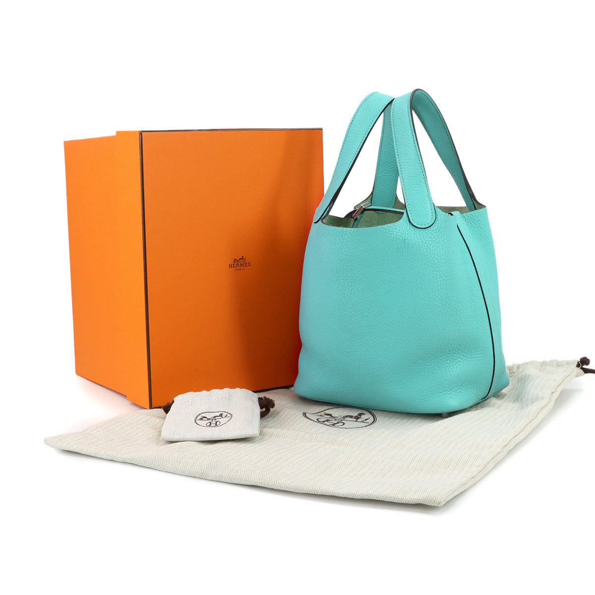 Picotin Lock PM Hand Bag Taurillon Clemence Blue Atoll