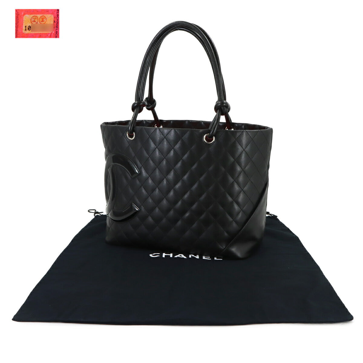 Cambon Line Large Tote Bag Leather Enamel Black A25169 Purse