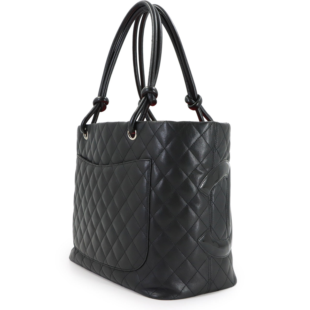 Cambon Line Large Tote Bag Leather Enamel Black A25169 Purse