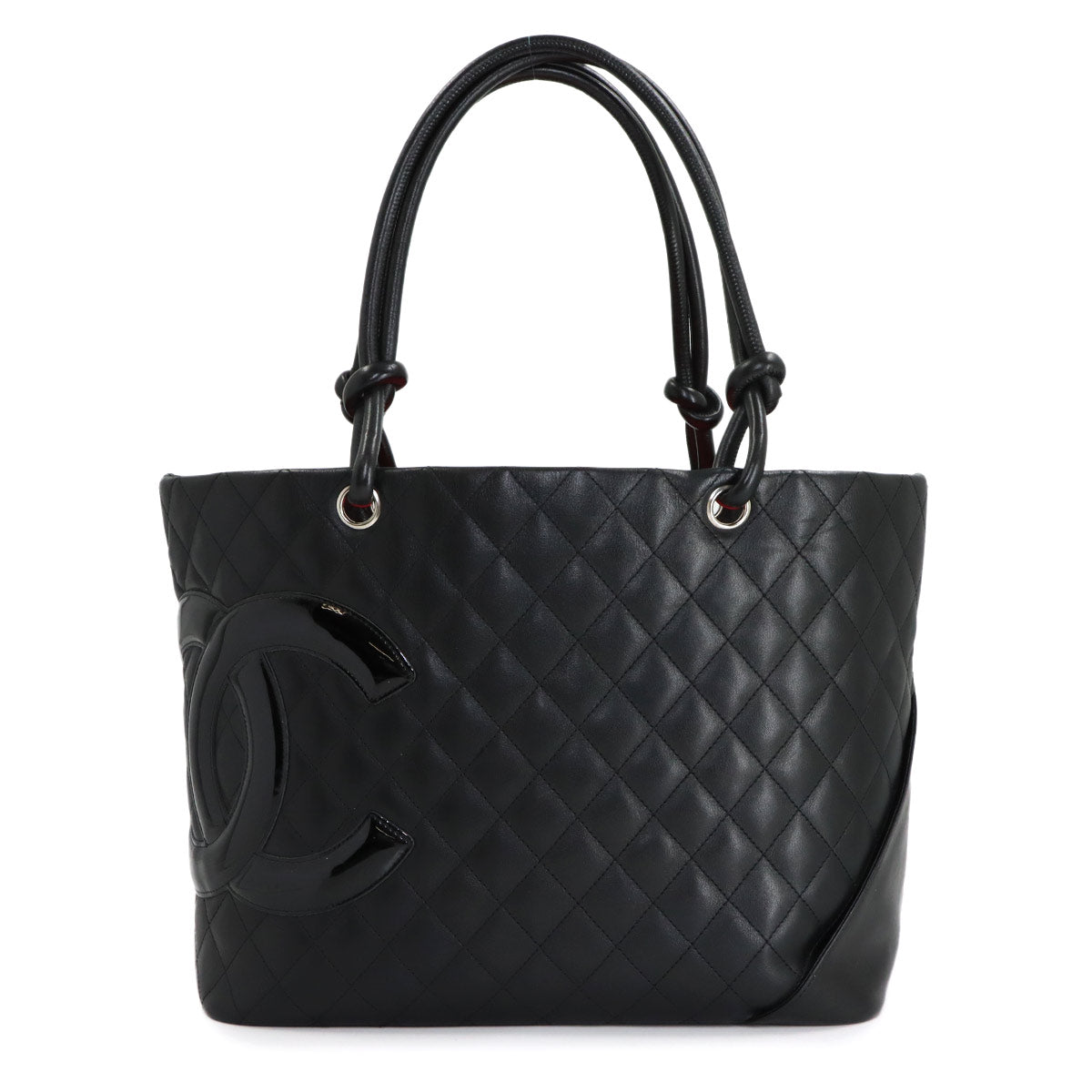 Cambon Line Large Tote Bag Leather Enamel Black A25169 Purse