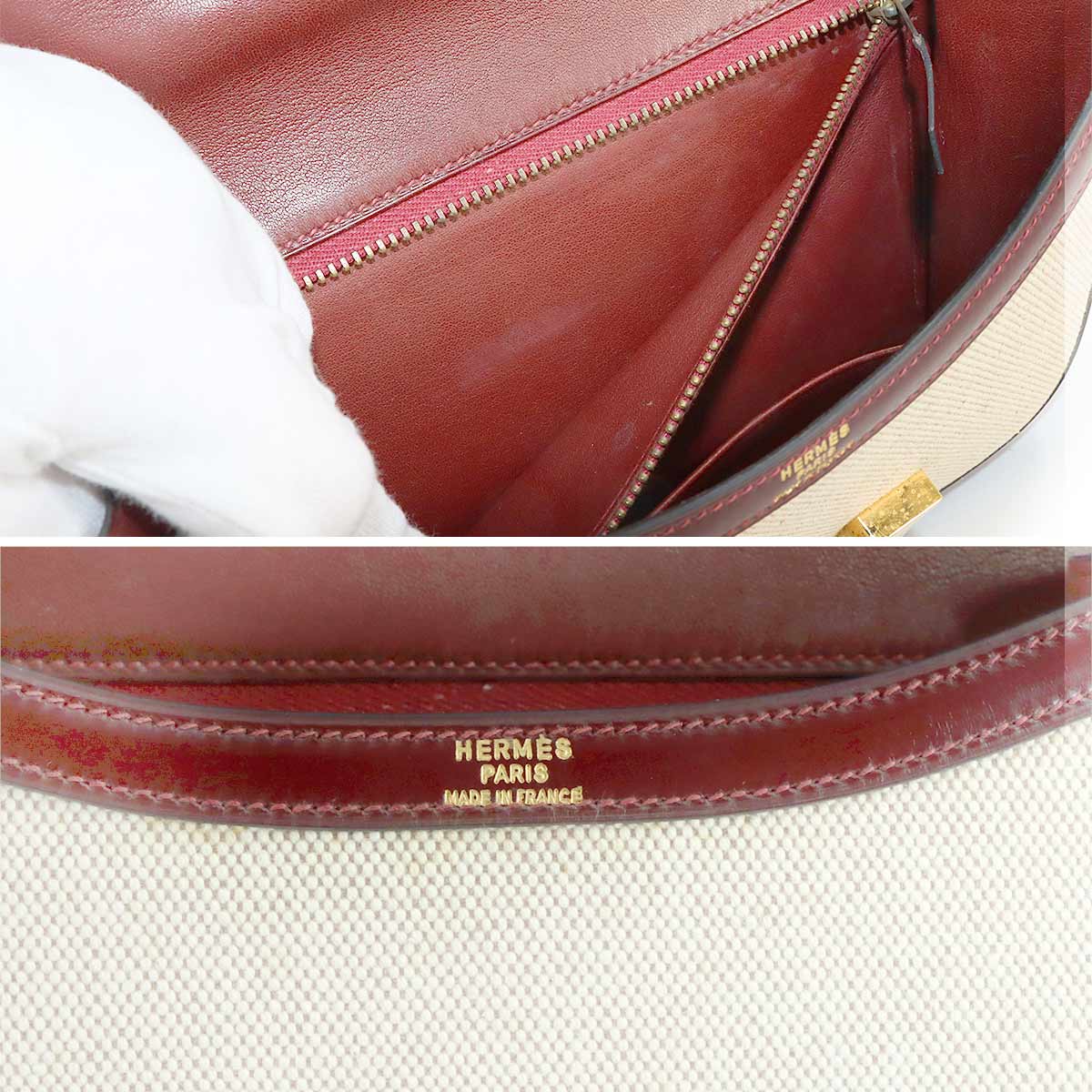 Constance 23 Shoulder Bag Box Calf Toile H Beige Rouge H