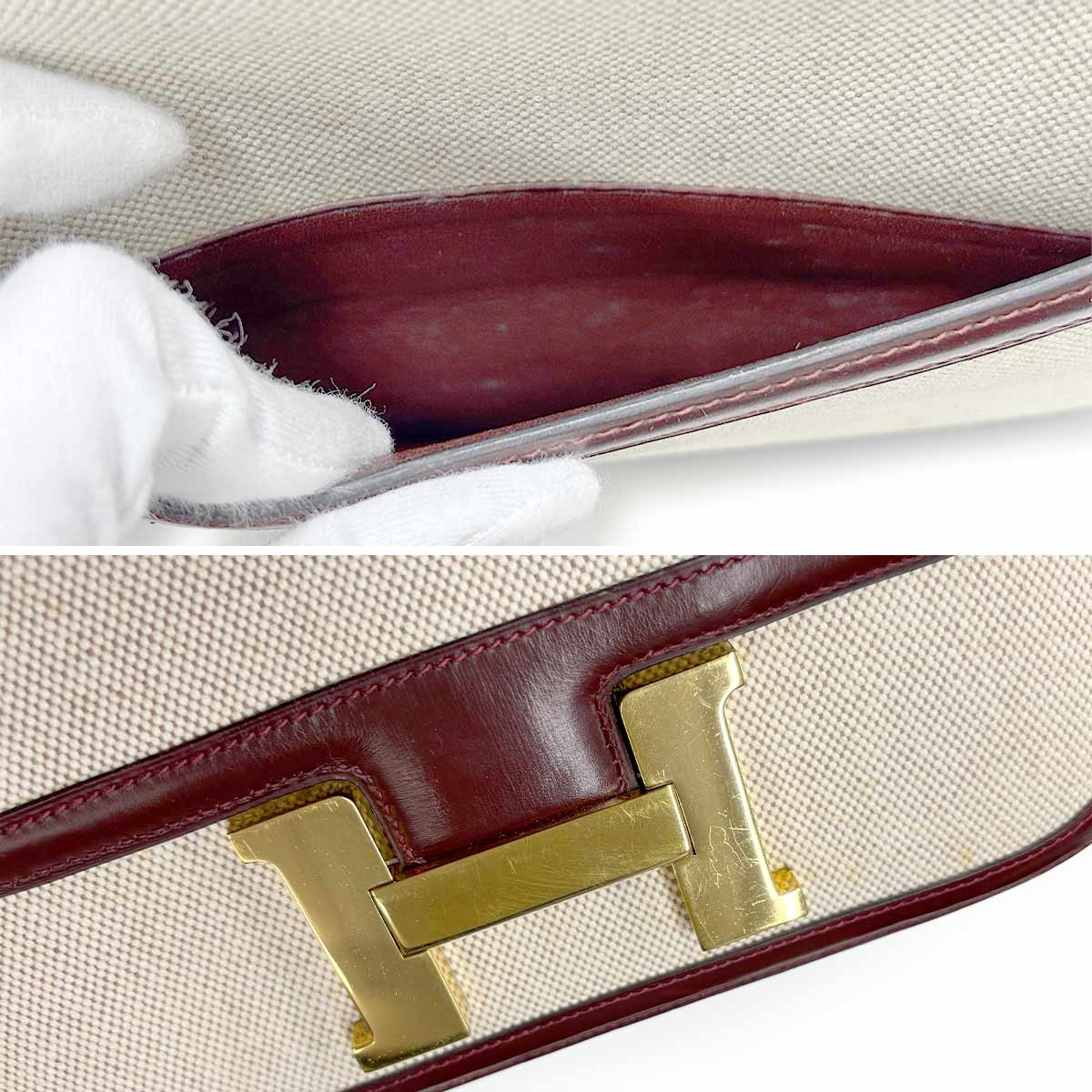 Constance 23 Shoulder Bag Box Calf Toile H Beige Rouge H