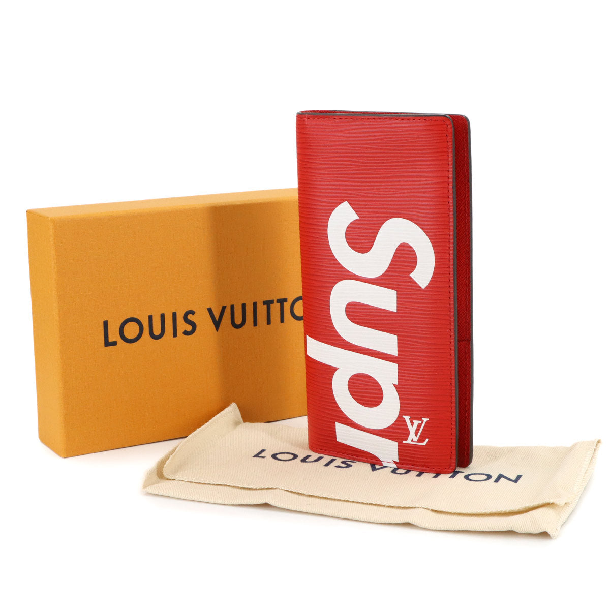 Supreme Epi Brazza Wallet Leather Red White M67719