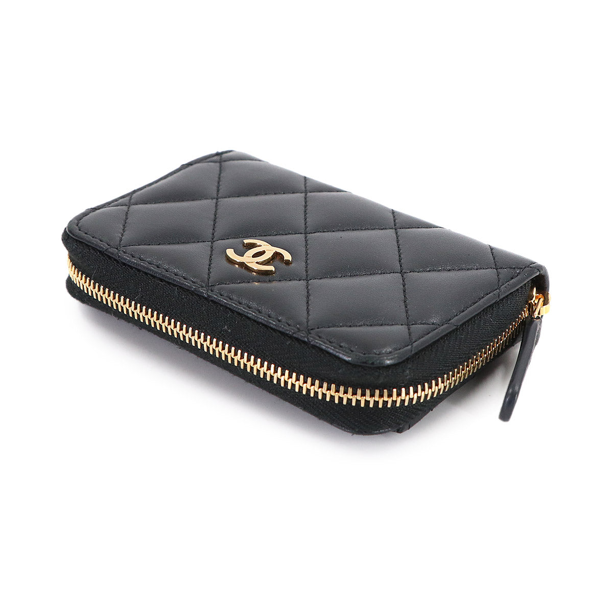 Matelasse Coin Case Purse Leather Black AP0216