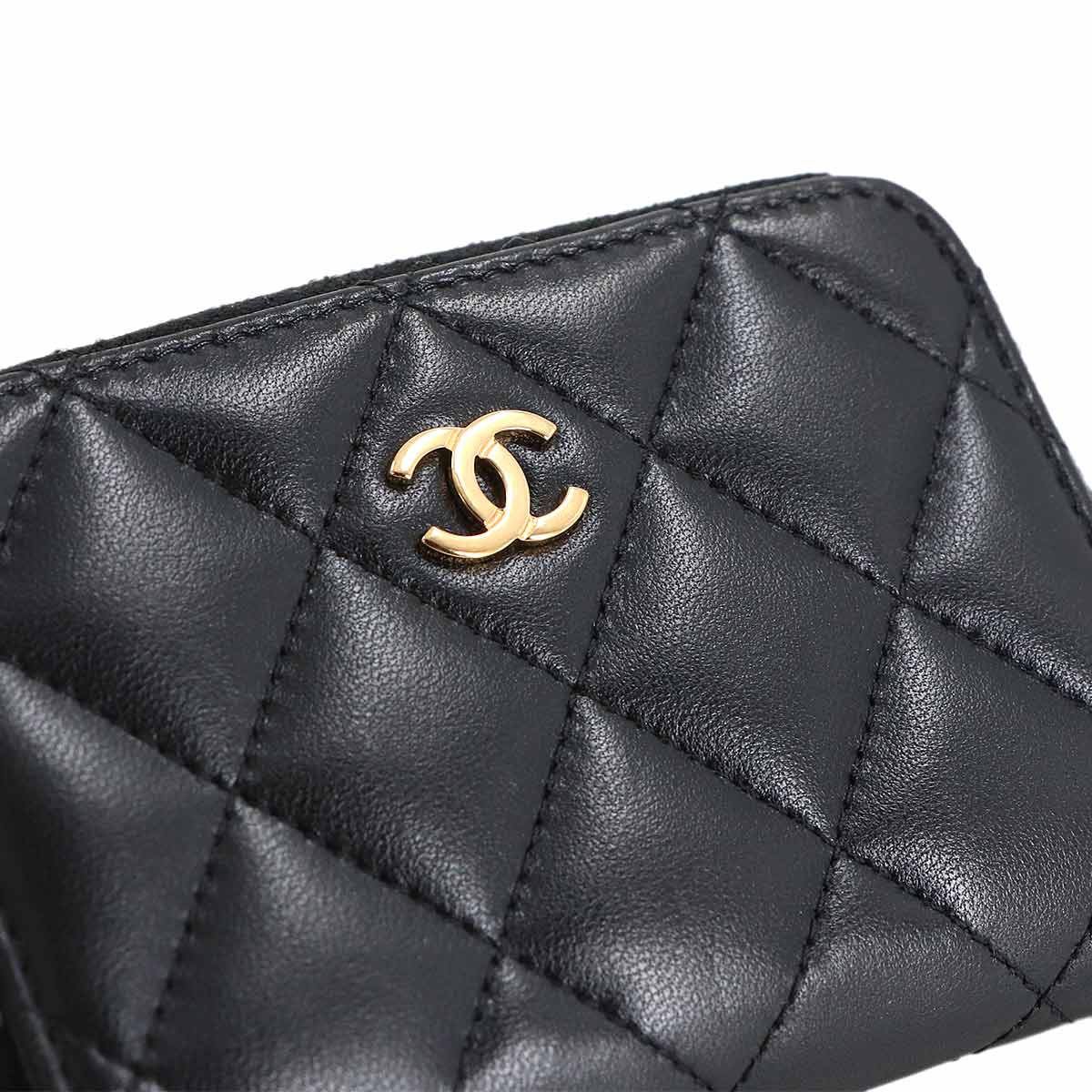 Matelasse Coin Case Purse Leather Black AP0216