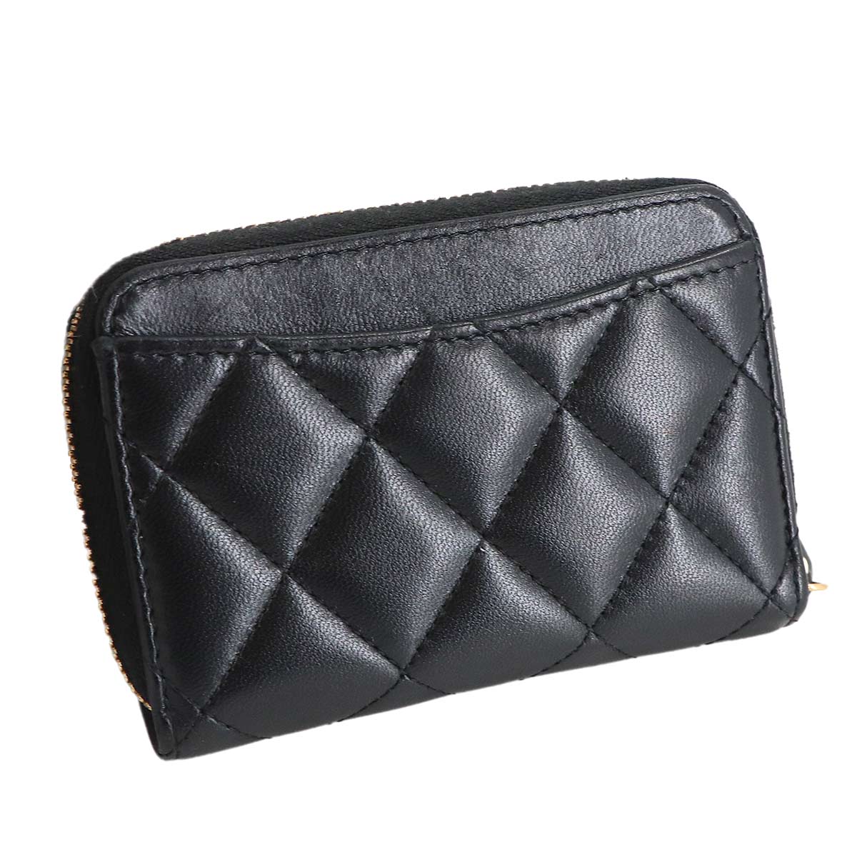 Matelasse Coin Case Purse Leather Black AP0216