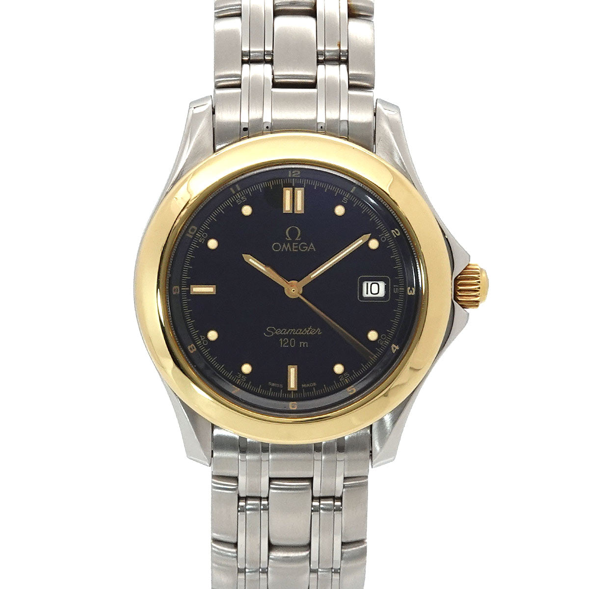 Seamaster 2411.50 Quartz Date YG Black Dial Mens Watch