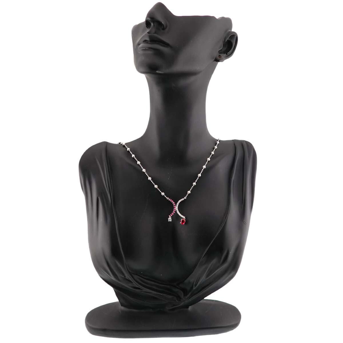 Ruby 0.57/0.25ct Diamond 0.38ct Necklace 18K WG 750