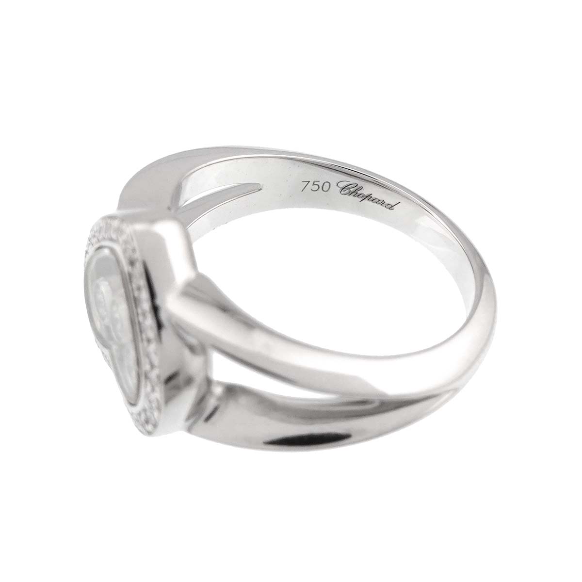 Happy Diamond Heart Ring 18K WG 750 Size6(US)