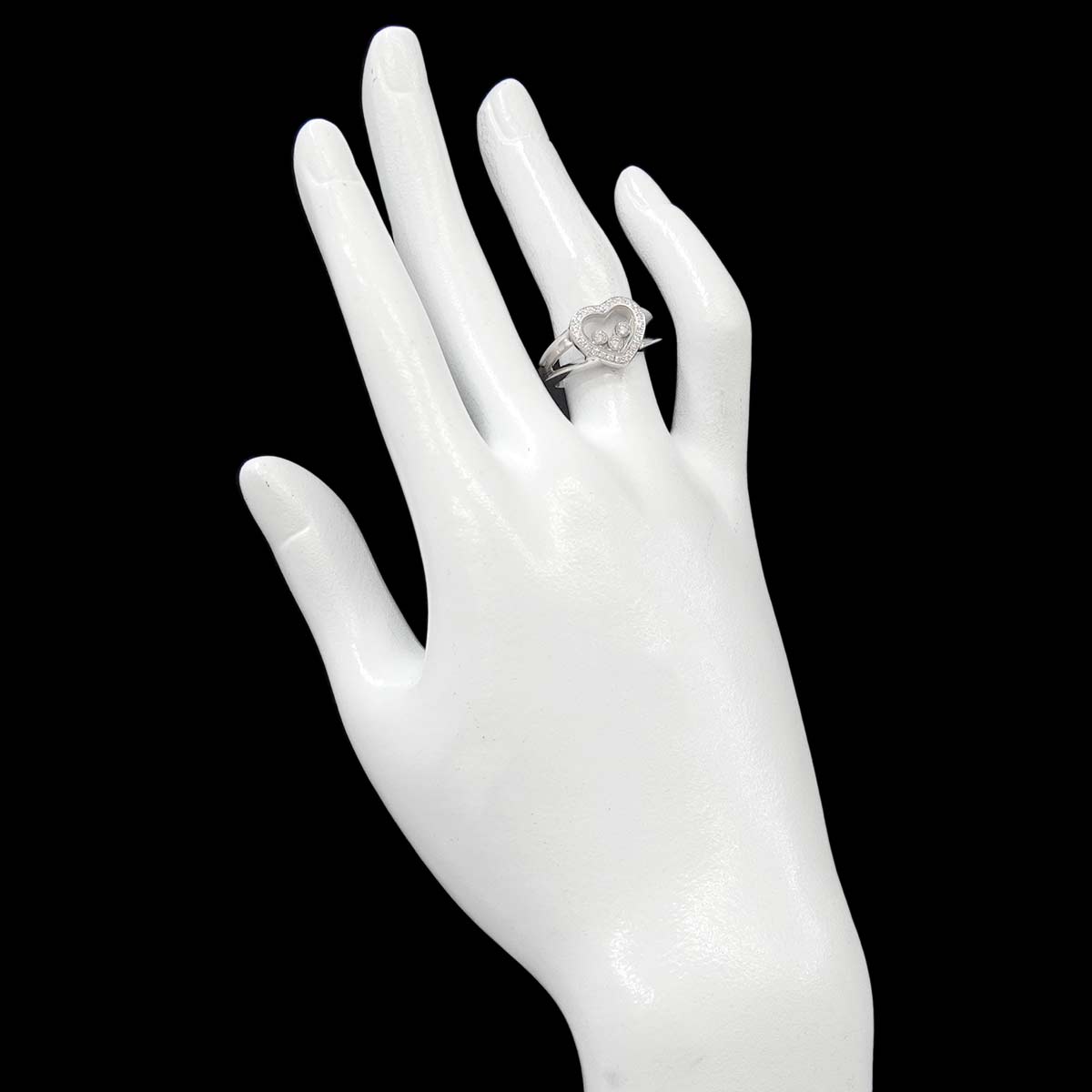 Happy Diamond Heart Ring 18K WG 750 Size6(US)