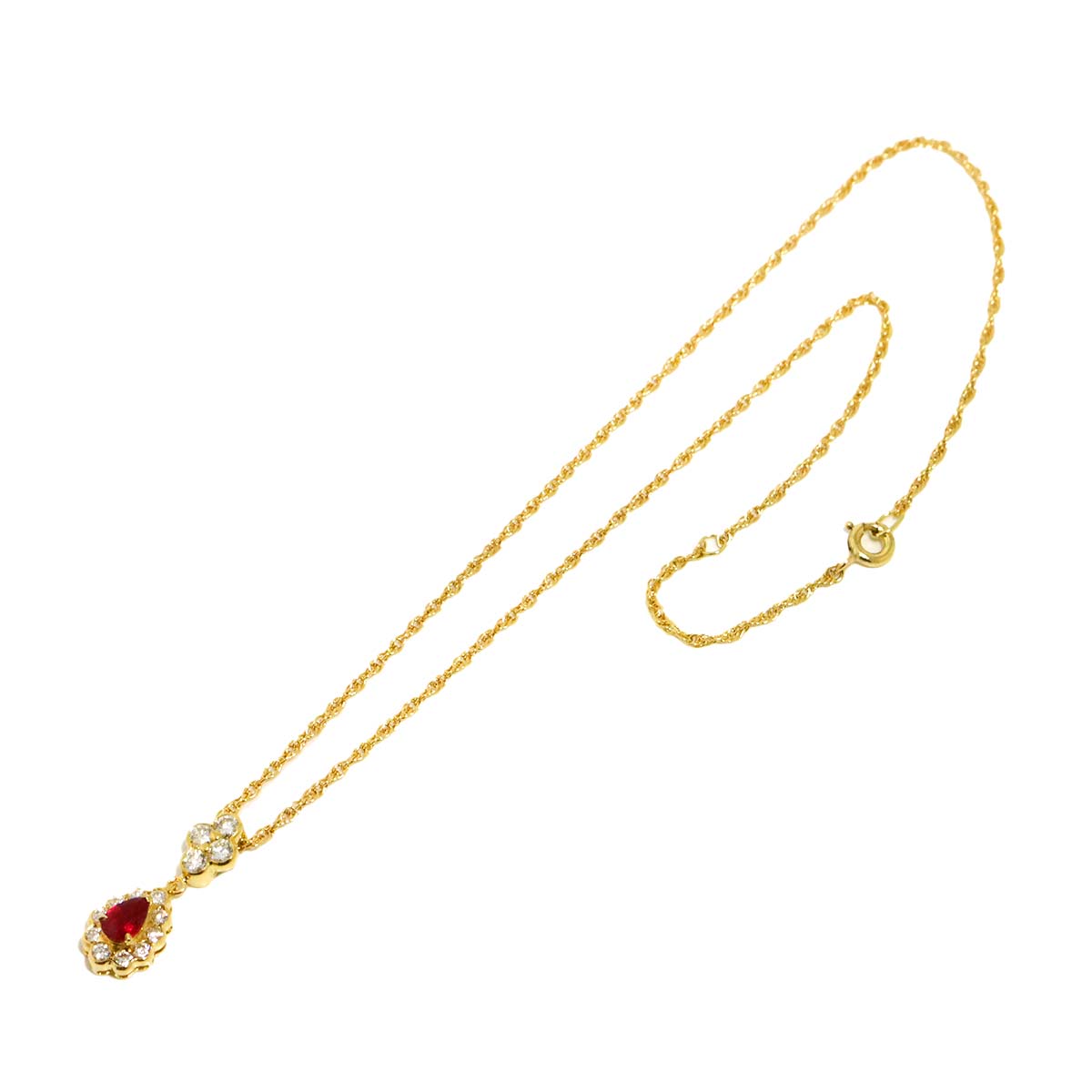 Ruby 0.53ct Diamond 0.67ct Necklace 18K YG 750