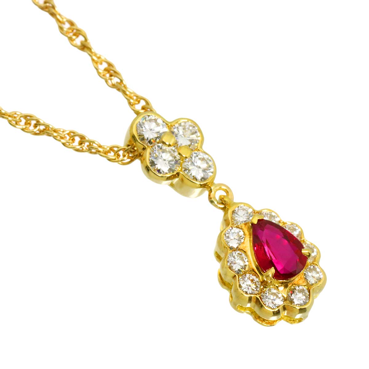 Ruby 0.53ct Diamond 0.67ct Necklace 18K YG 750
