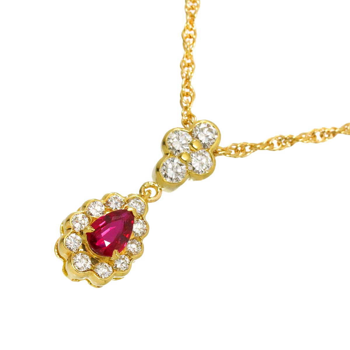 Ruby 0.53ct Diamond 0.67ct Necklace 18K YG 750