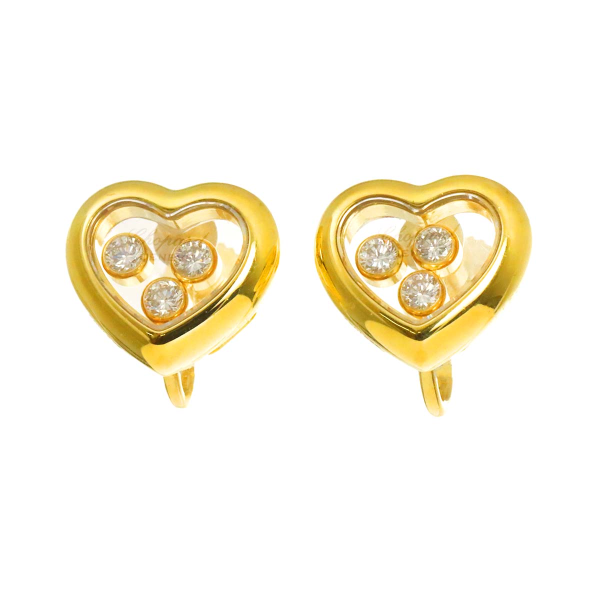 Happy Diamond Heart Earrings Clip on K18 YG 750