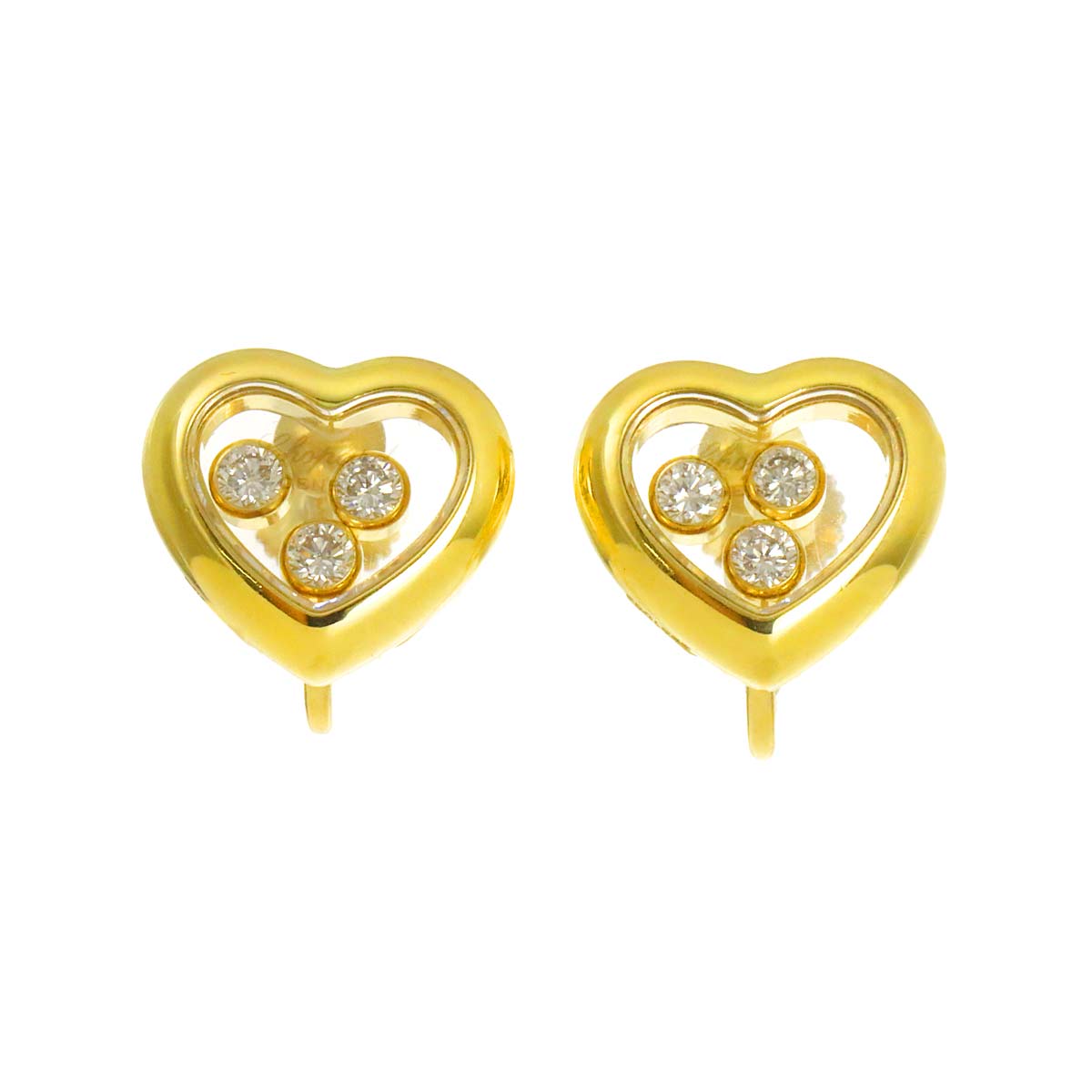 Happy Diamond Heart Earrings Clip on K18 YG 750