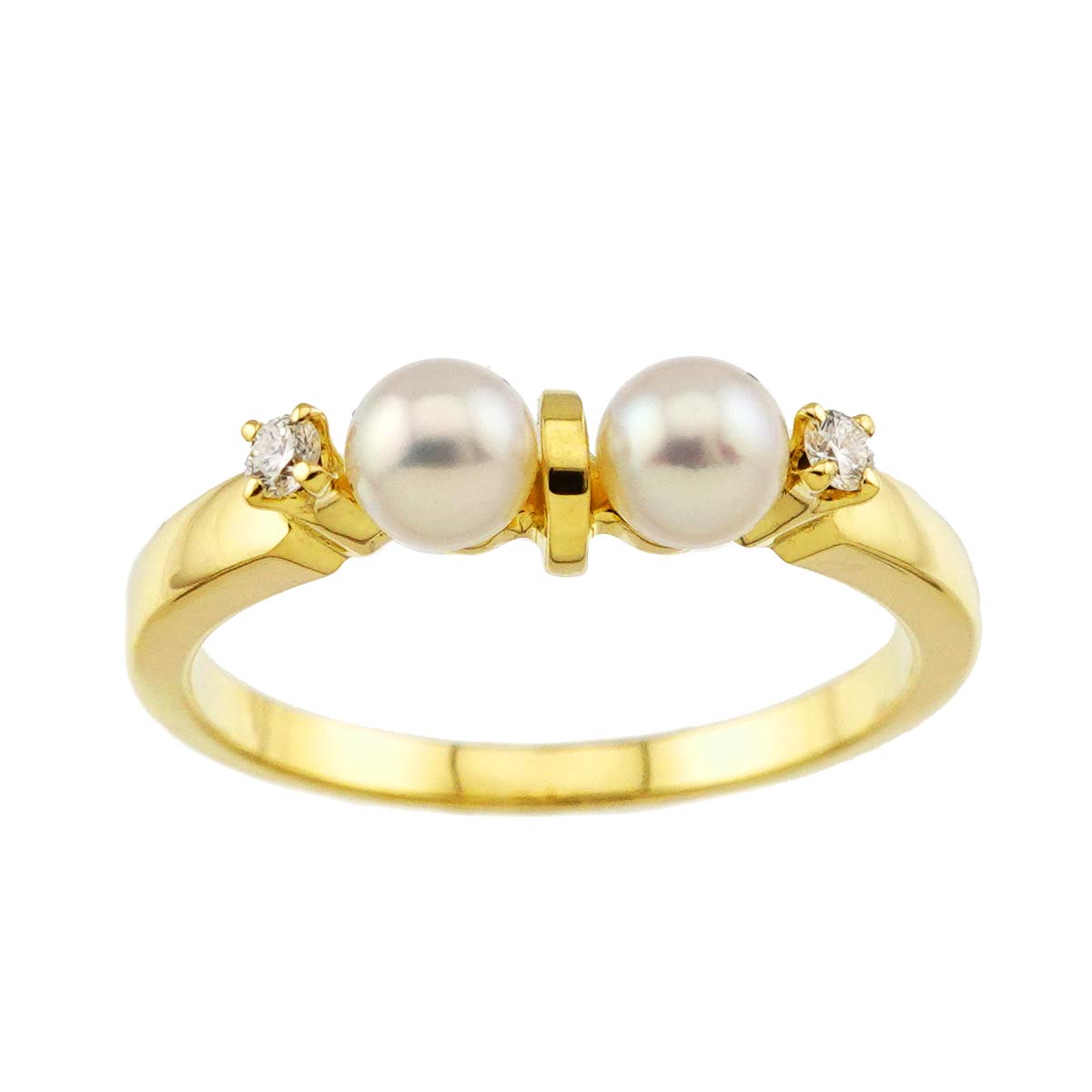 Baby Pearl 3.8mm Diamond Ring 18K YG 750 Size4.75-5(US)