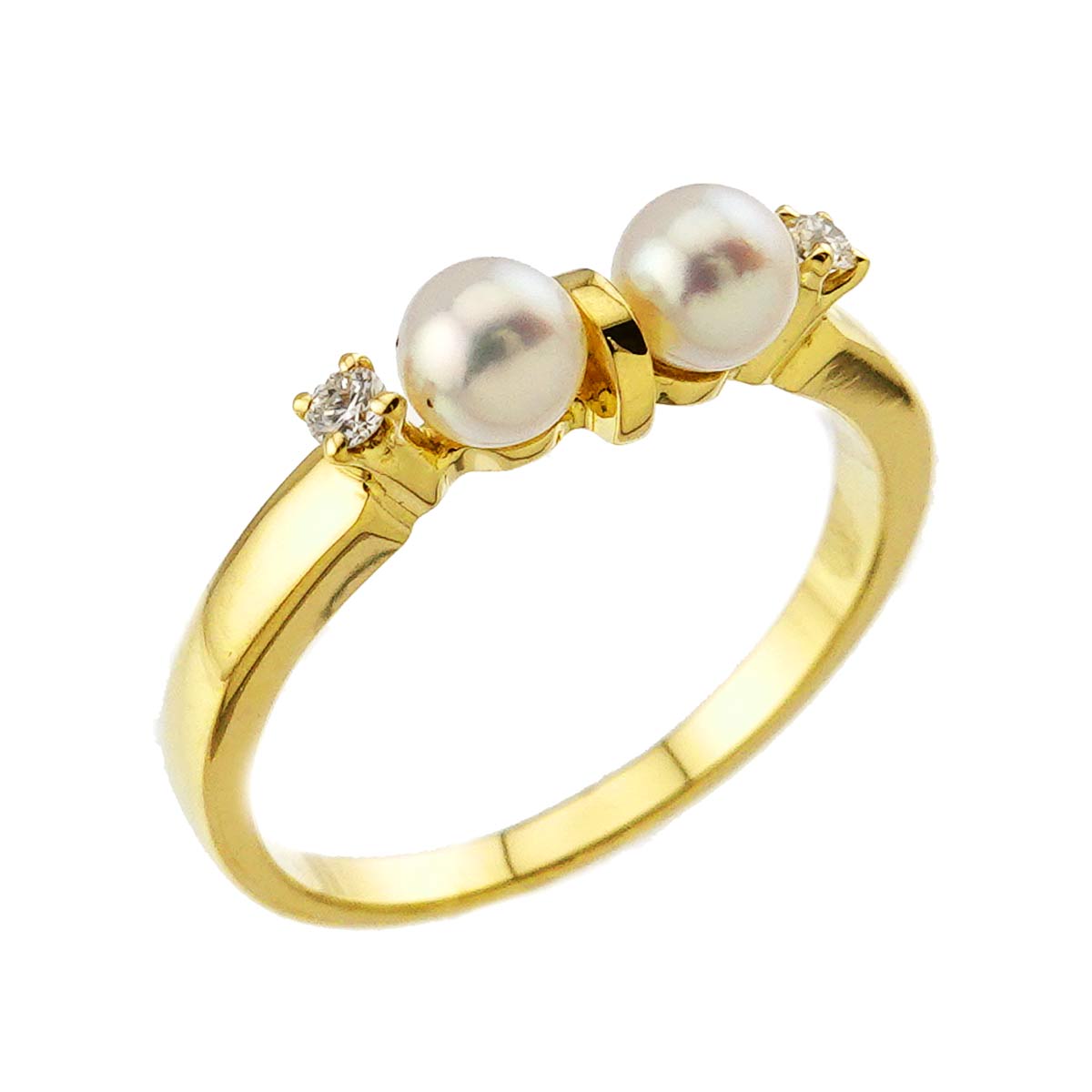 Baby Pearl 3.8mm Diamond Ring 18K YG 750 Size4.75-5(US)