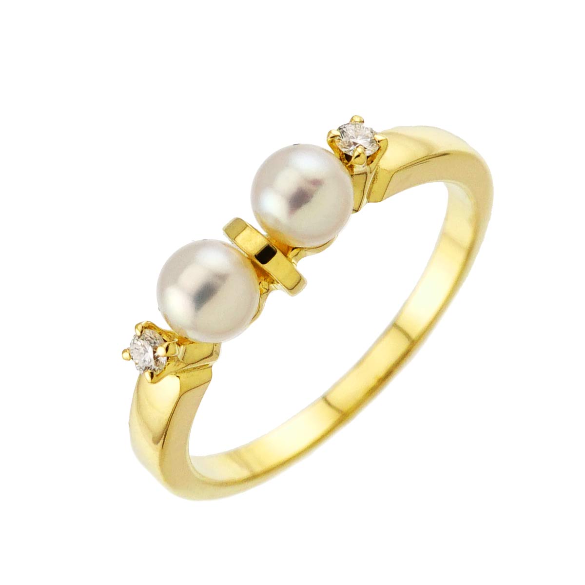 Baby Pearl 3.8mm Diamond Ring 18K YG 750 Size4.75-5(US)