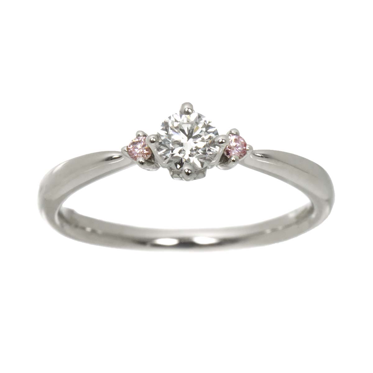 Diamond 0.23 F/SI1/VG 0.03ct/0.02ct Ring Pt 5.5-5.75(US)