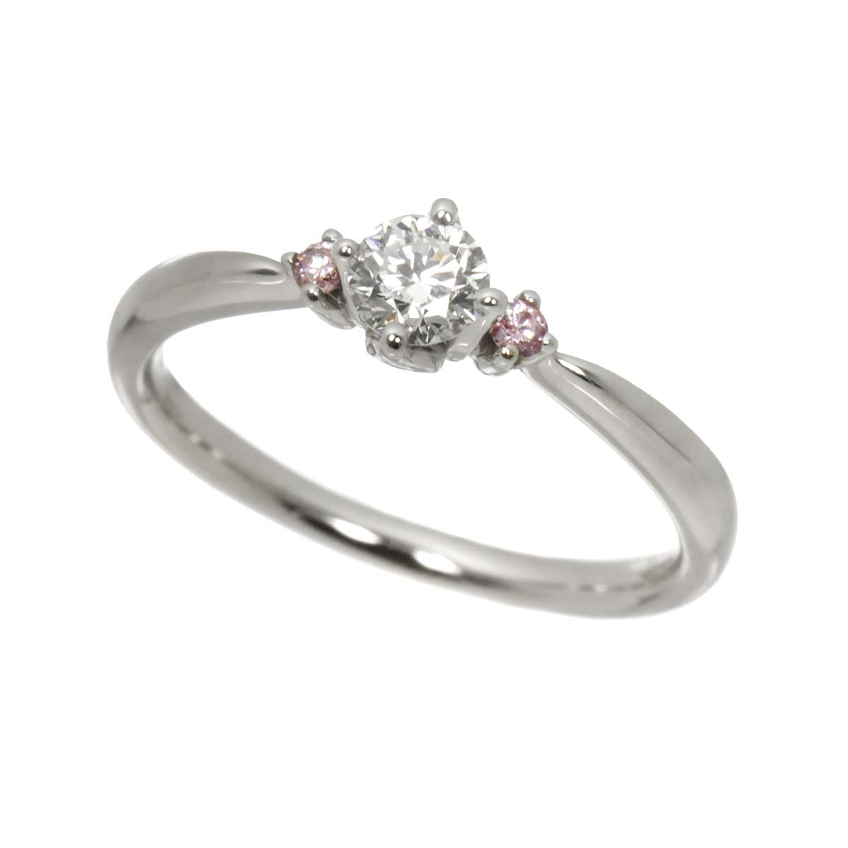 Diamond 0.23 F/SI1/VG 0.03ct/0.02ct Ring Pt 5.5-5.75(US)