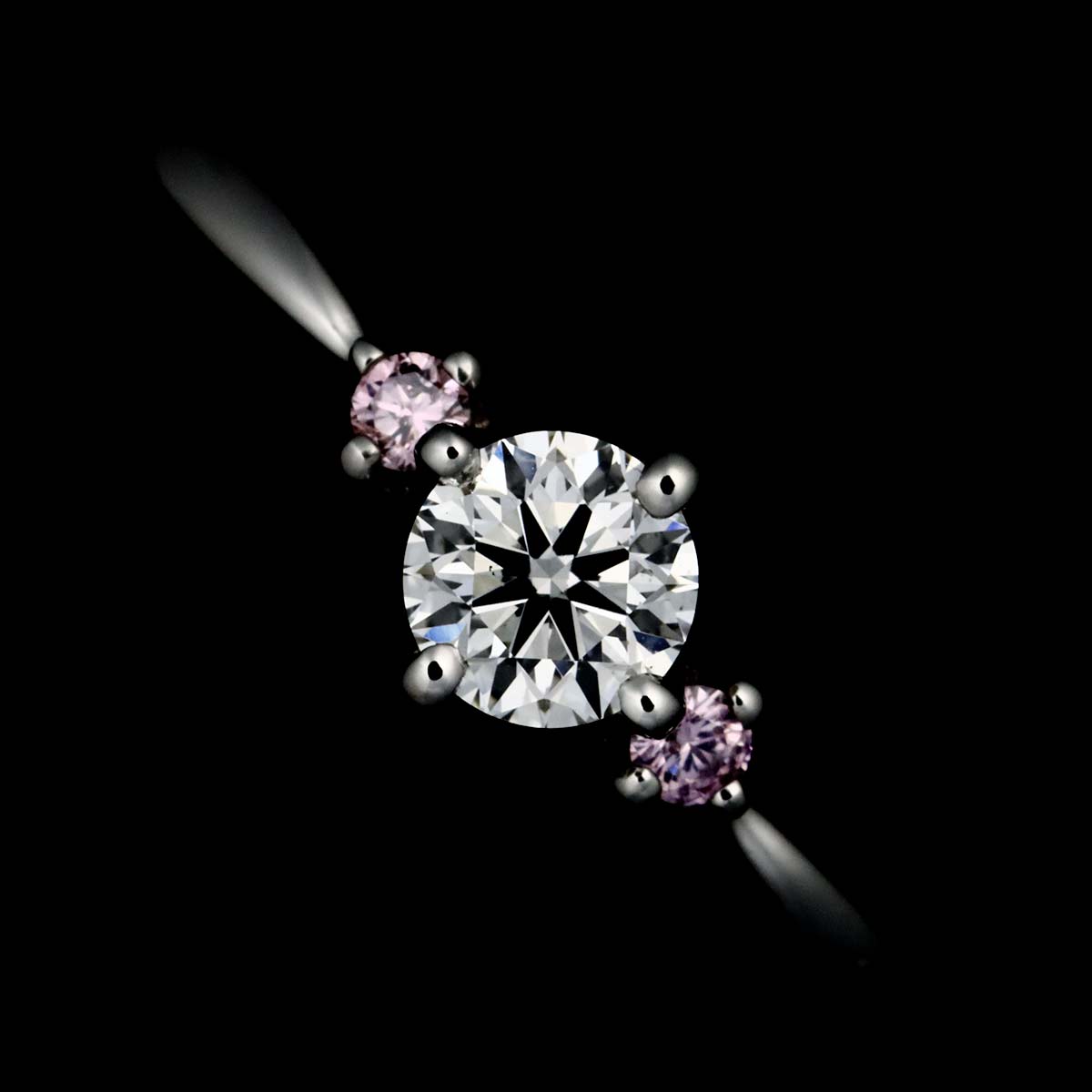 Diamond 0.23 F/SI1/VG 0.03ct/0.02ct Ring Pt 5.5-5.75(US)