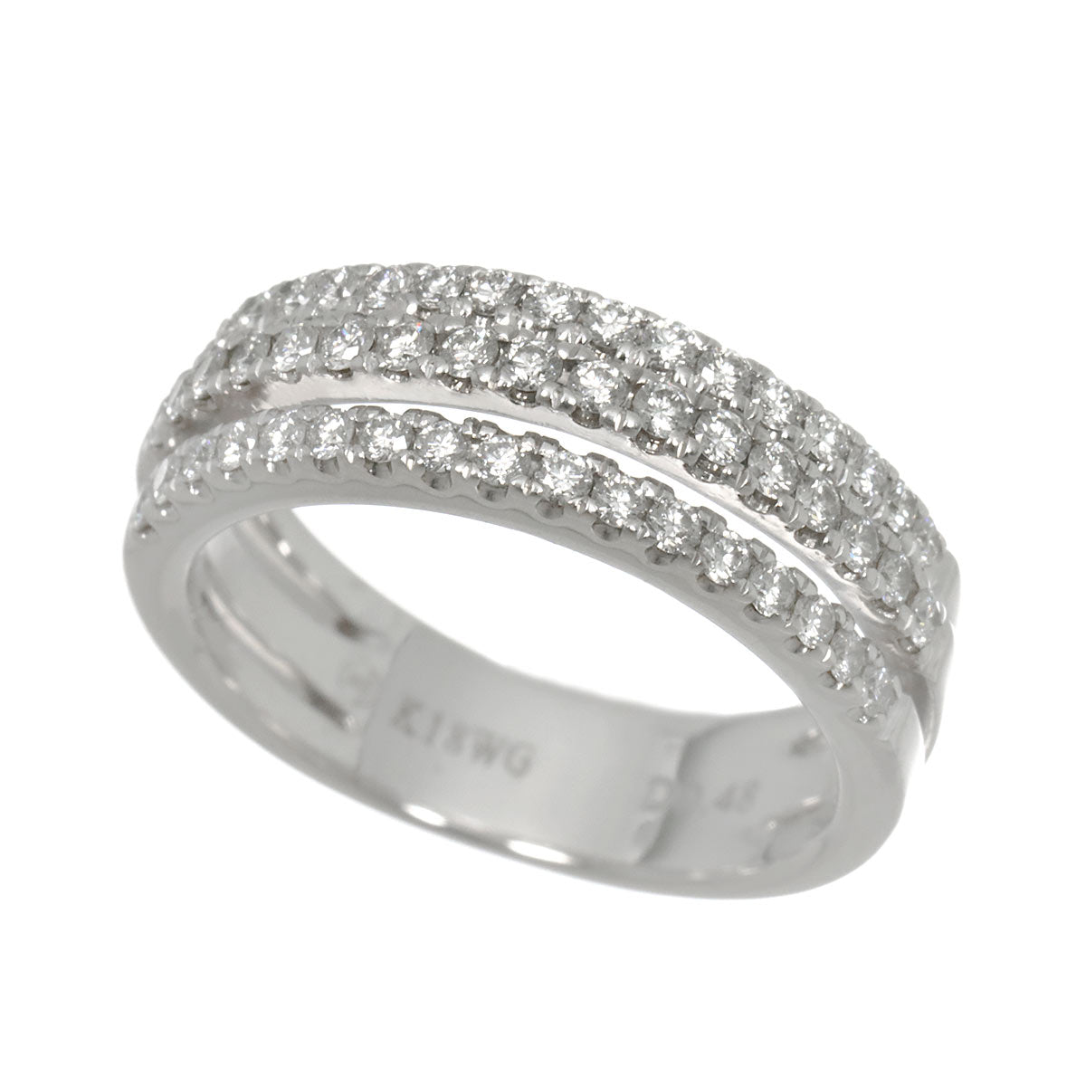 Diamond 0.48ct Ring 18K White Gold 750 Size5.25(US)