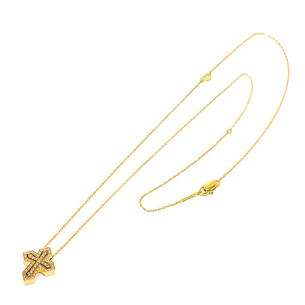 Belle Epoque Crown S Diamond Cross Necklace 18K YG 750