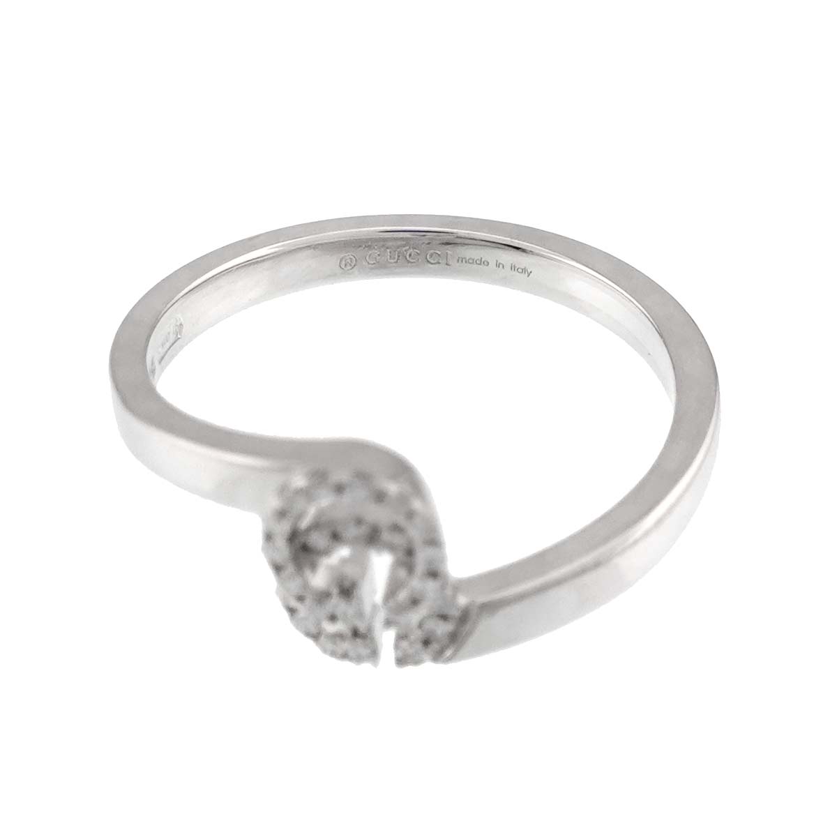 GG Logo Ring Diamond 18K K18 WG 750 size7 4(US)