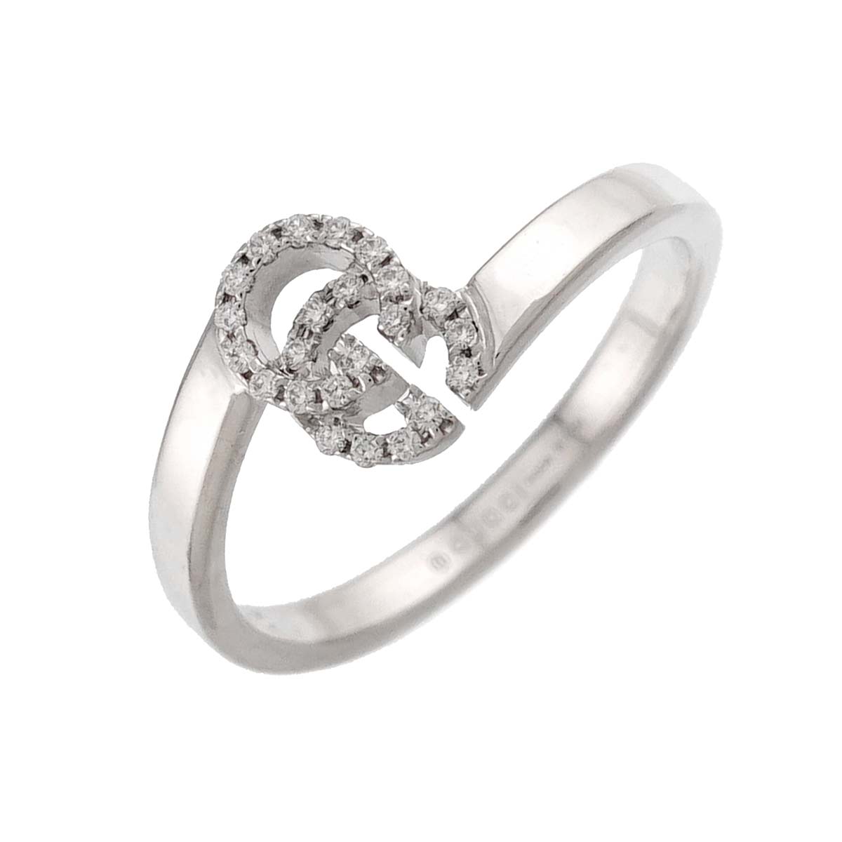 GG Logo Ring Diamond 18K K18 WG 750 size7 4(US)
