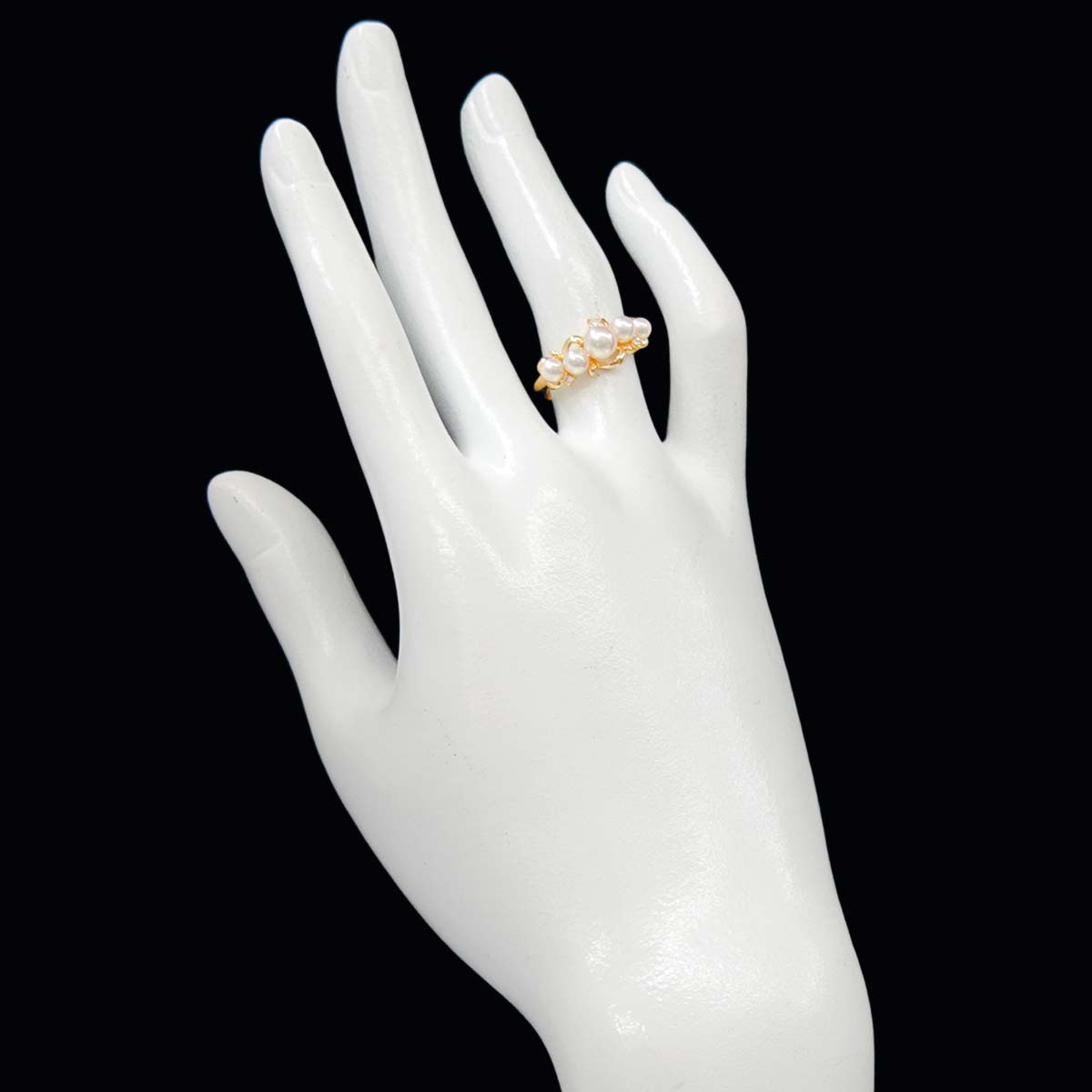 Baby Pearl 5.1-3.5mm Diamond 0.03ct Ring 18K YG 750 5.75-6(US)