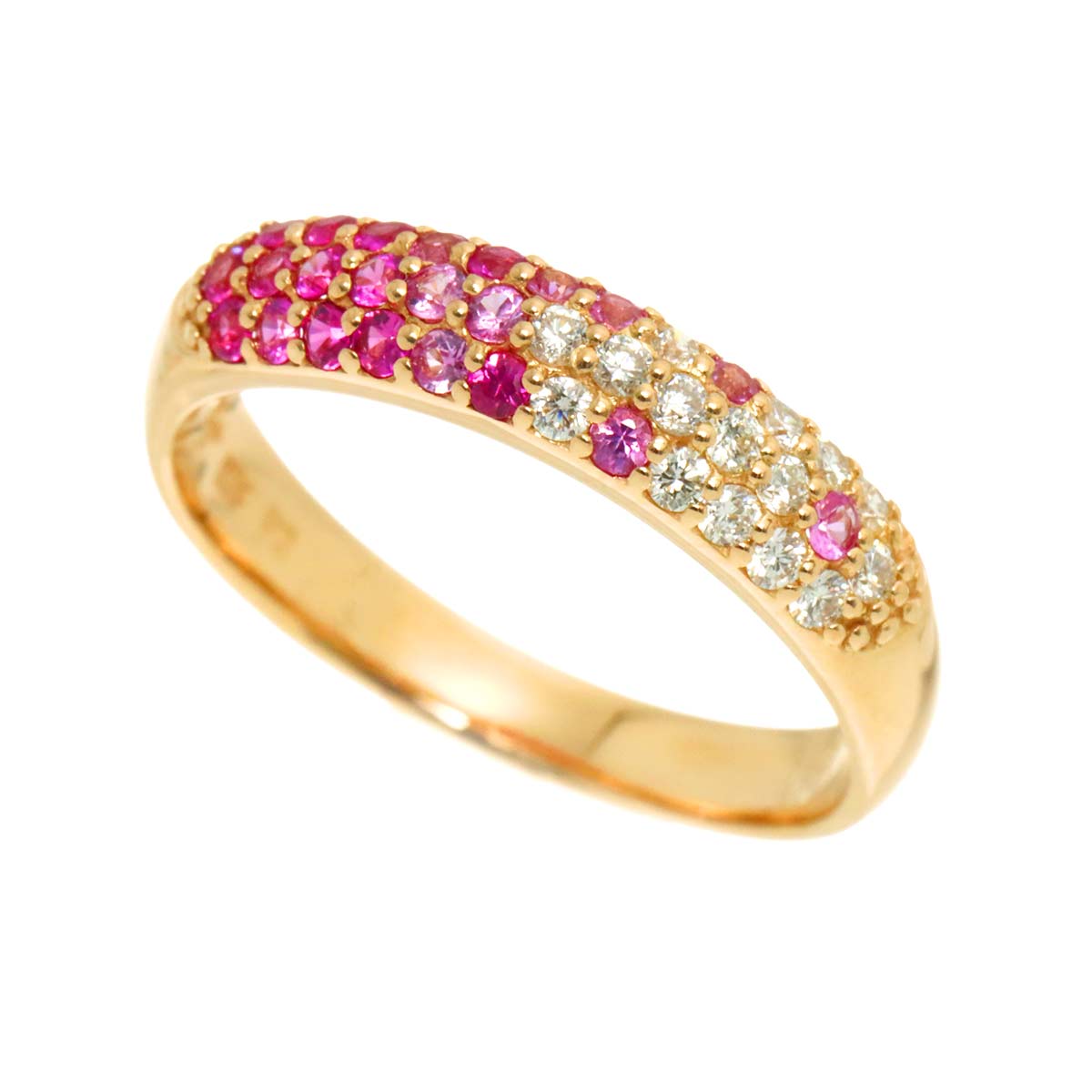 Sapphire 0.28ct Diamond 0.16ct Ring 18K PG 750 5.25(US)