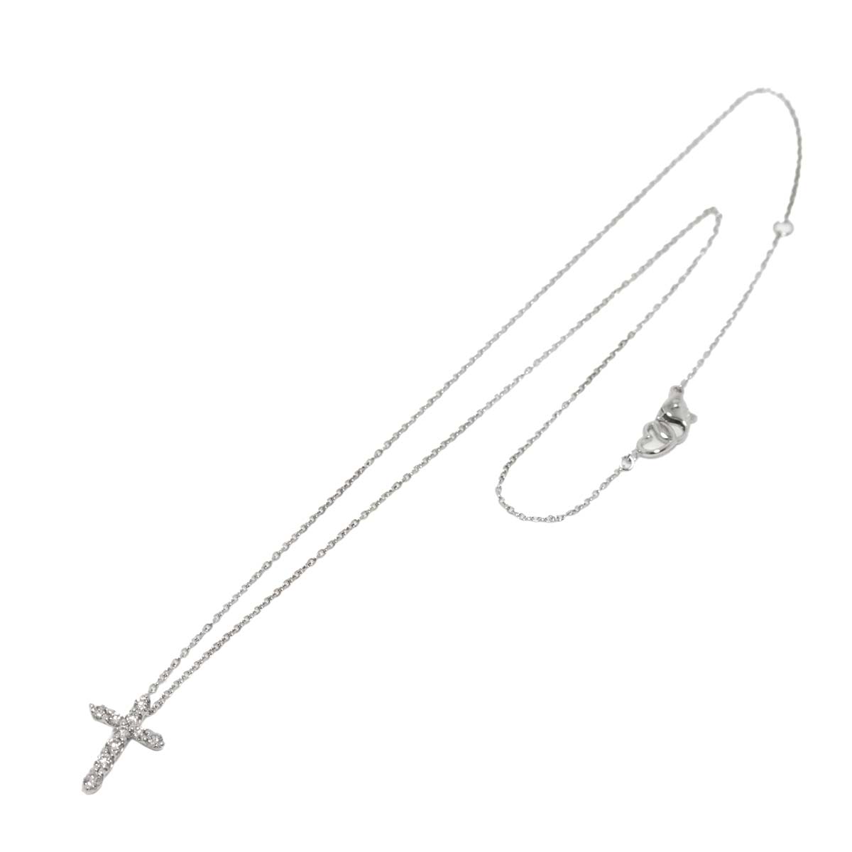 Cross Motif Diamond 0.30ct Necklace 18K White Gold 750