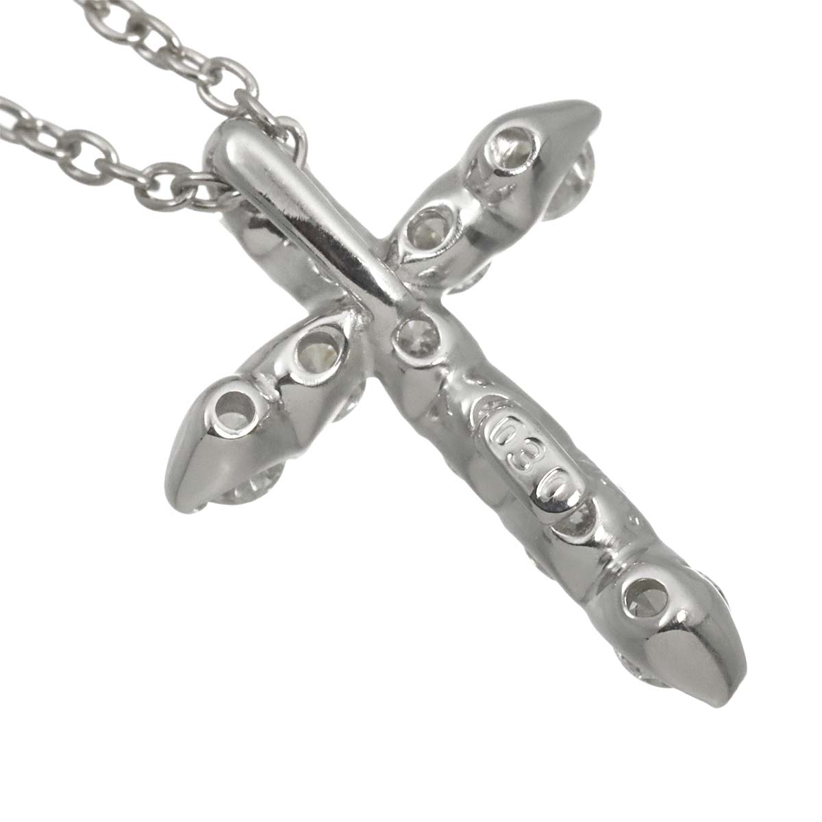 Cross Motif Diamond 0.30ct Necklace 18K White Gold 750