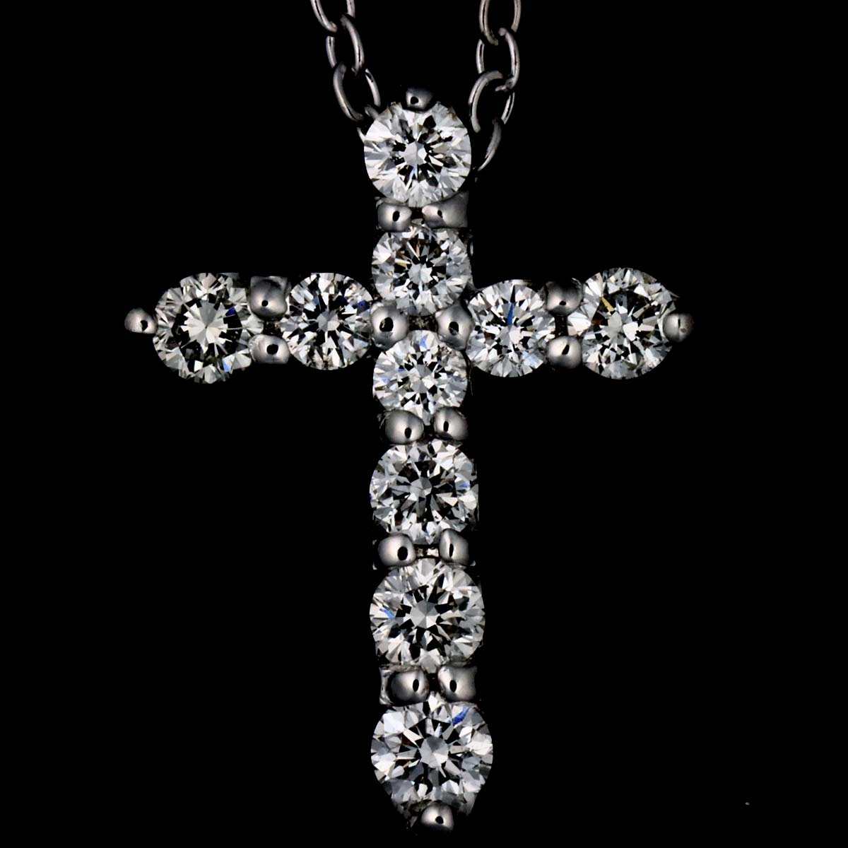Cross Motif Diamond 0.30ct Necklace 18K White Gold 750