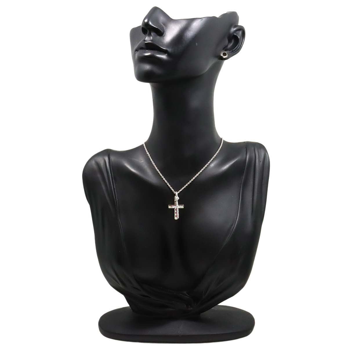 Cross Diamond 0.25ct Sapphire 0.13ct Necklace 18K WG 750