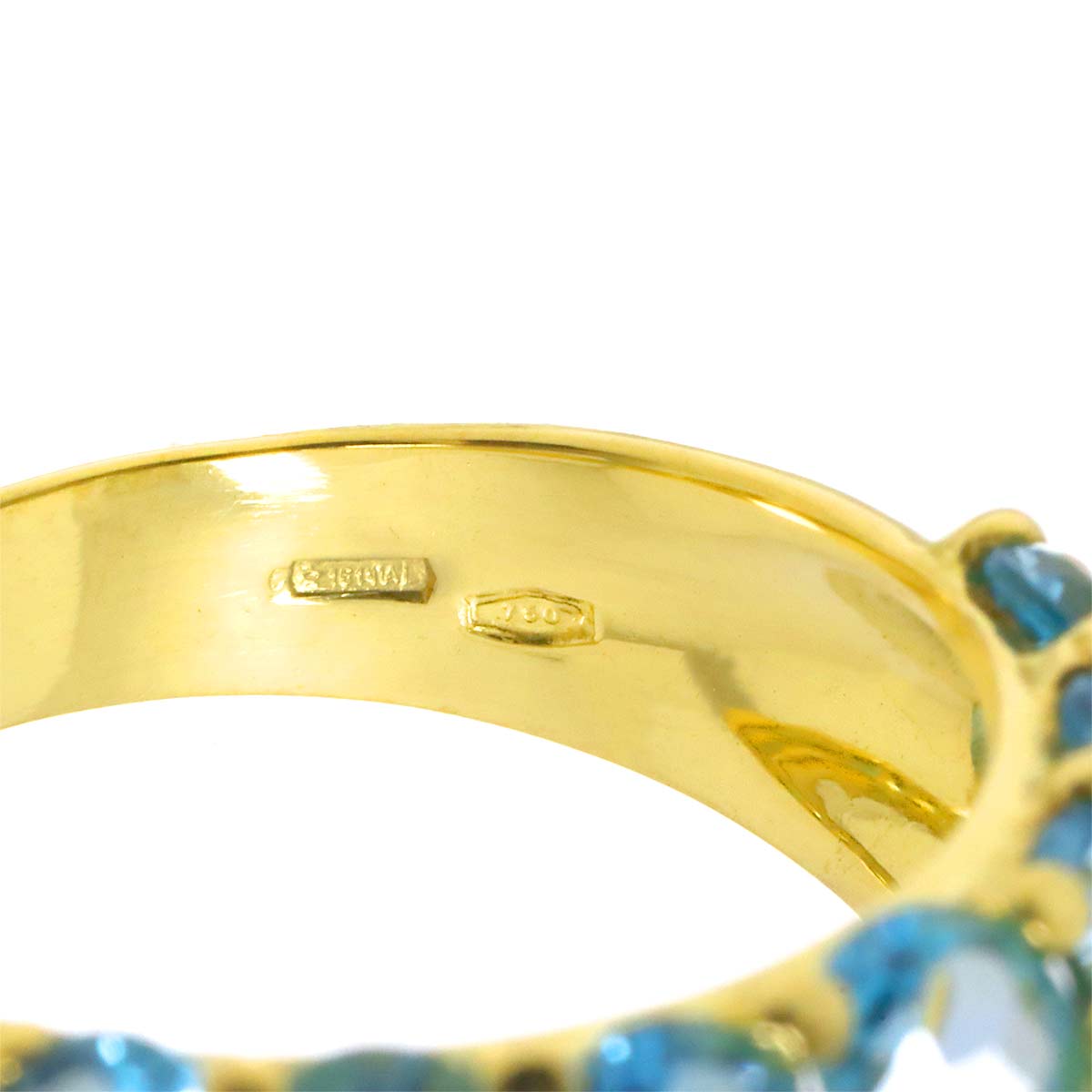 Blue Topaz Ring 18K YG 750 Size5.5-5.75(US)