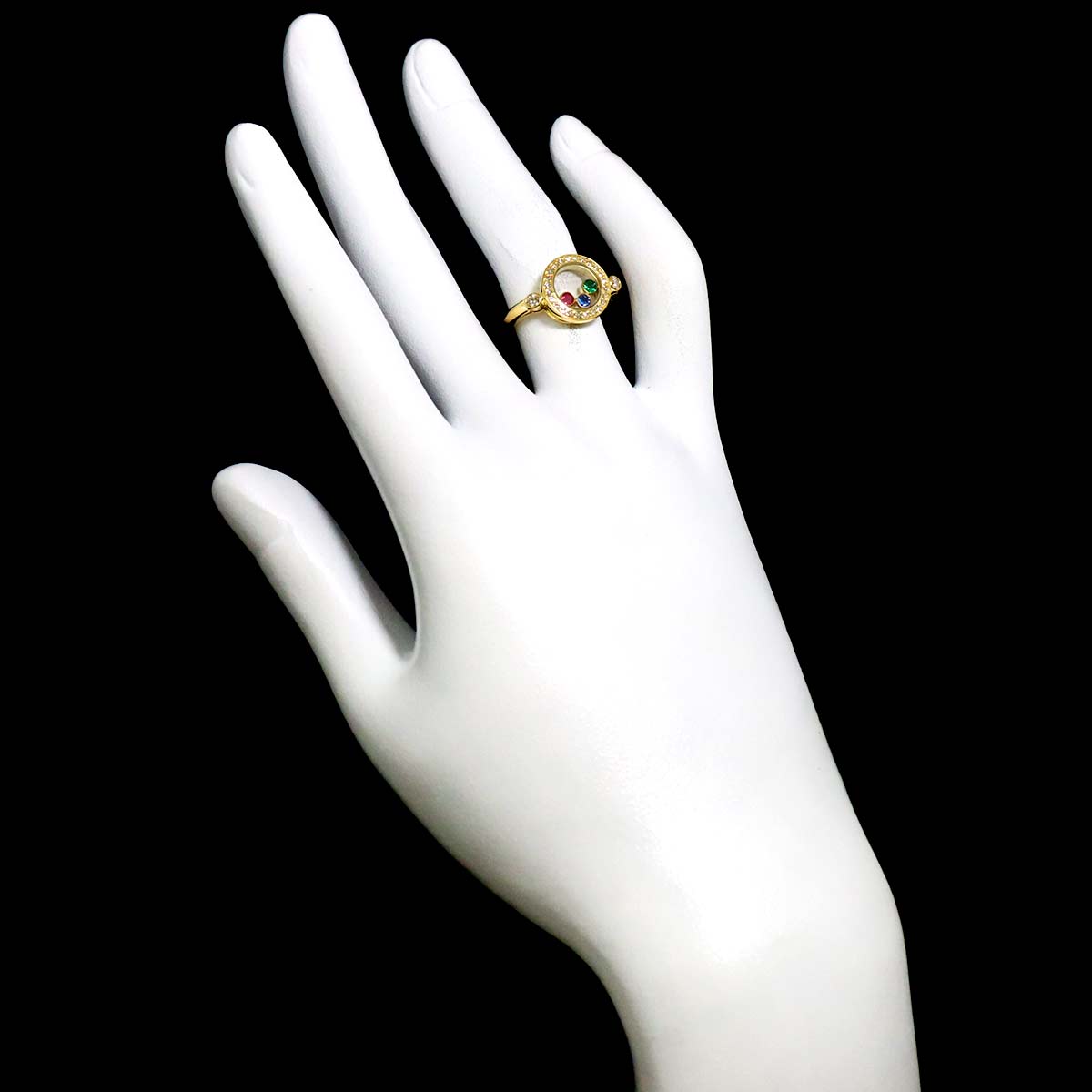 Happy Diamond MultiStone Ring 18K YG 750 Size4.75-5(US)