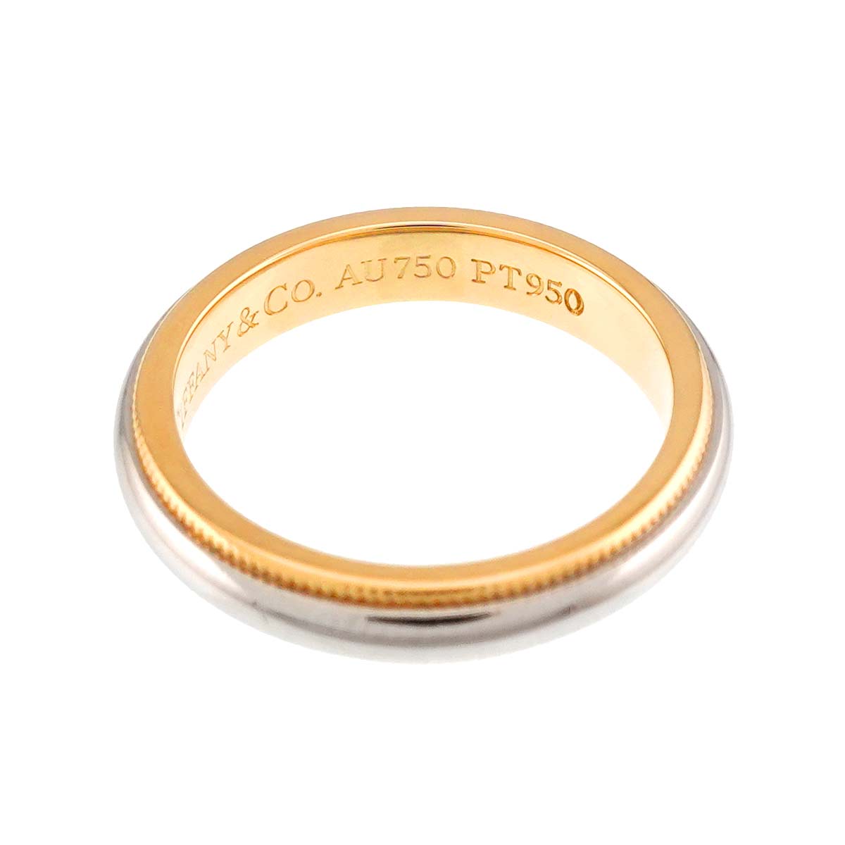 Milgrain Band Ring 18K 750 YG Platinum Size3.75-4(US)