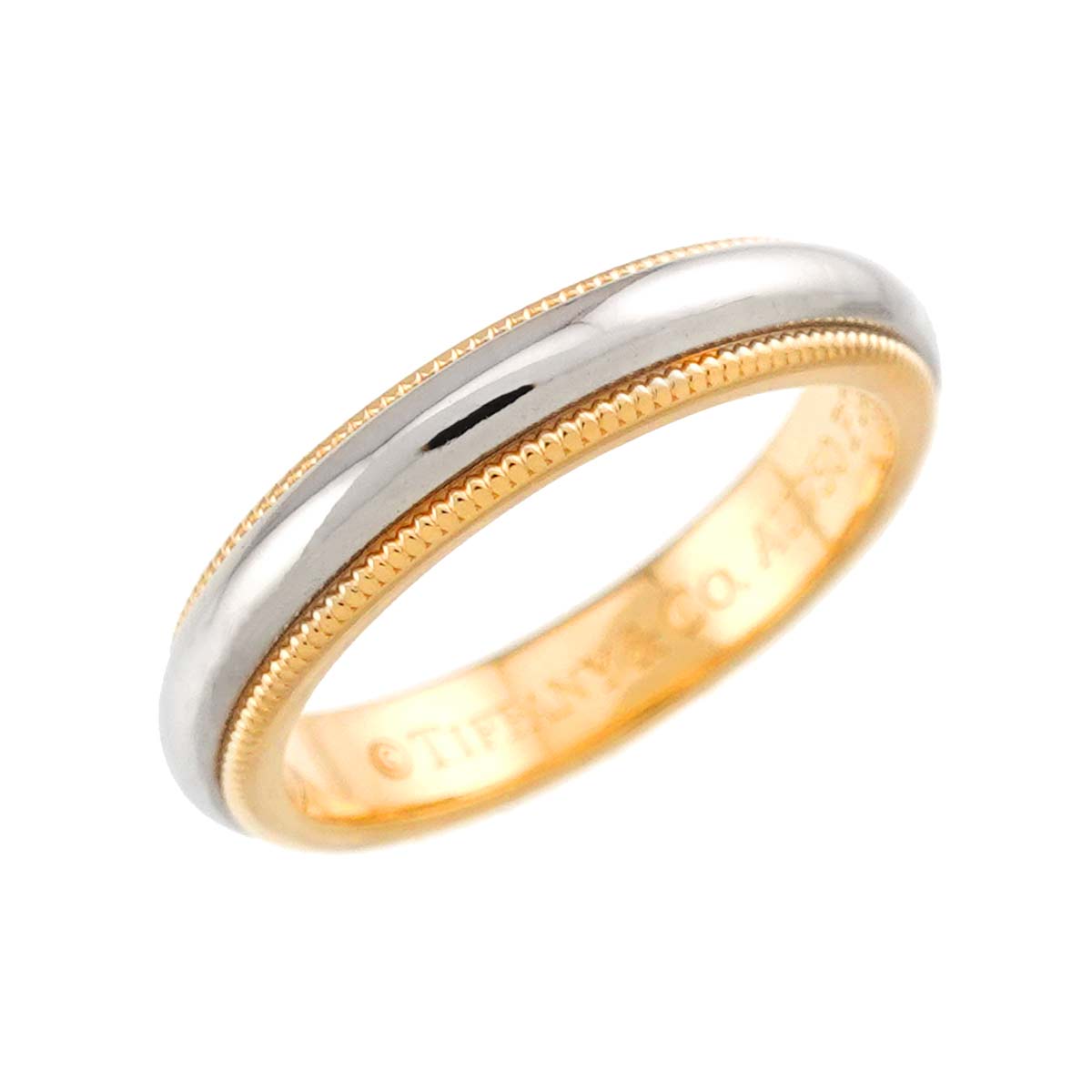 Milgrain Band Ring 18K 750 YG Platinum Size3.75-4(US)