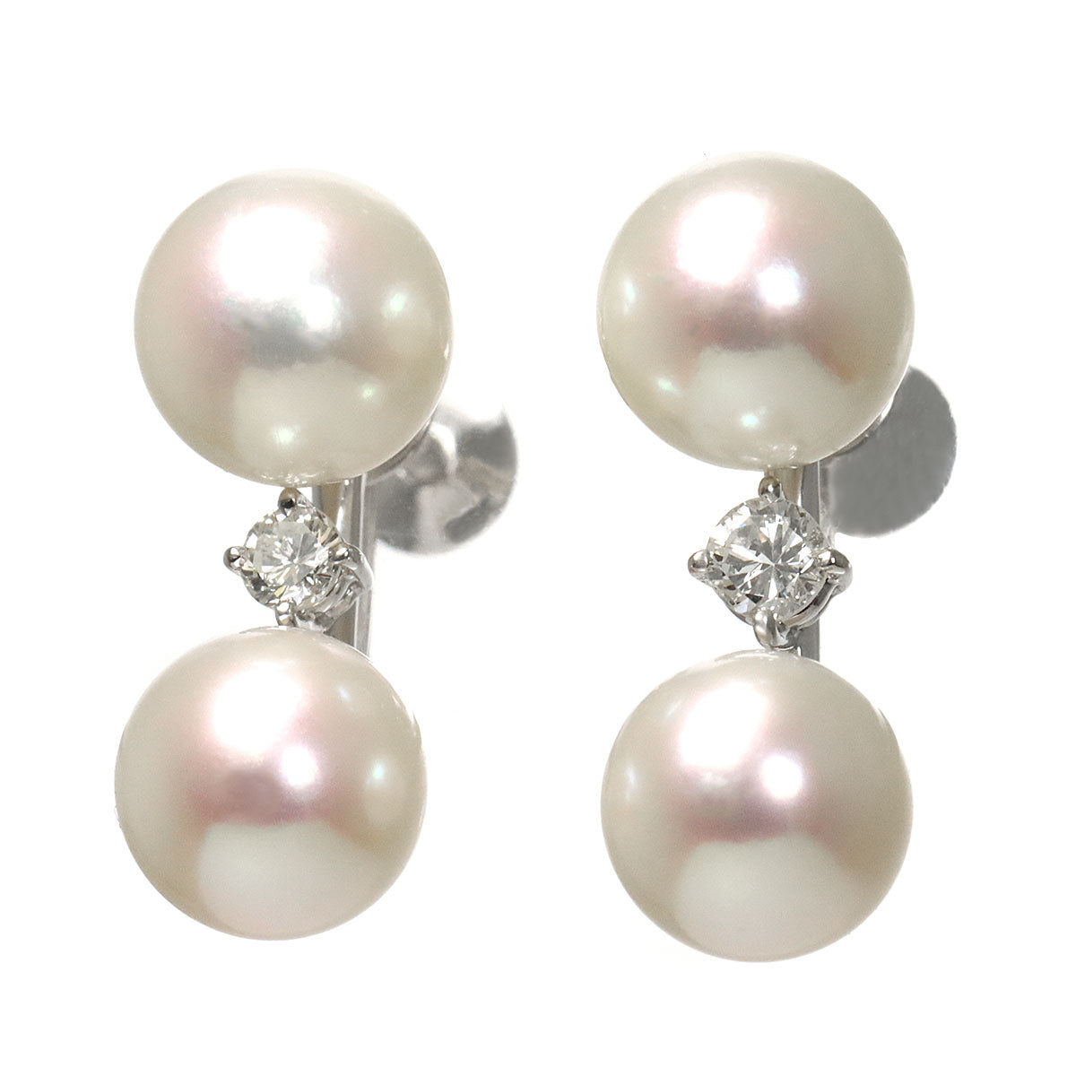 Akoya Pearl Diamond Earrings Clip on 18K/14K WG 750 585