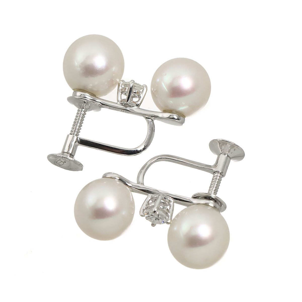 Akoya Pearl Diamond Earrings Clip on 18K/14K WG 750 585