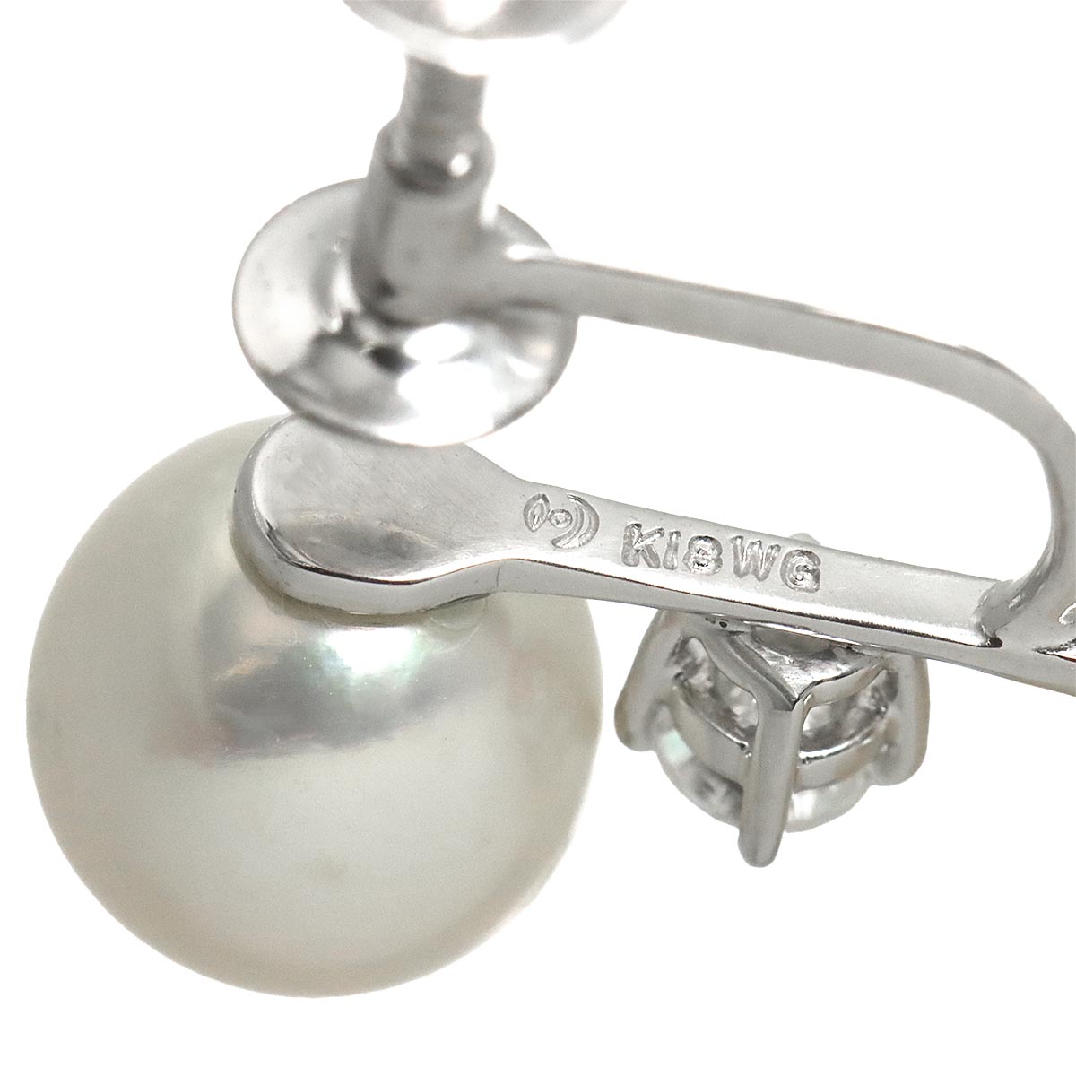 Akoya Pearl Diamond Earrings Clip on 18K/14K WG 750 585