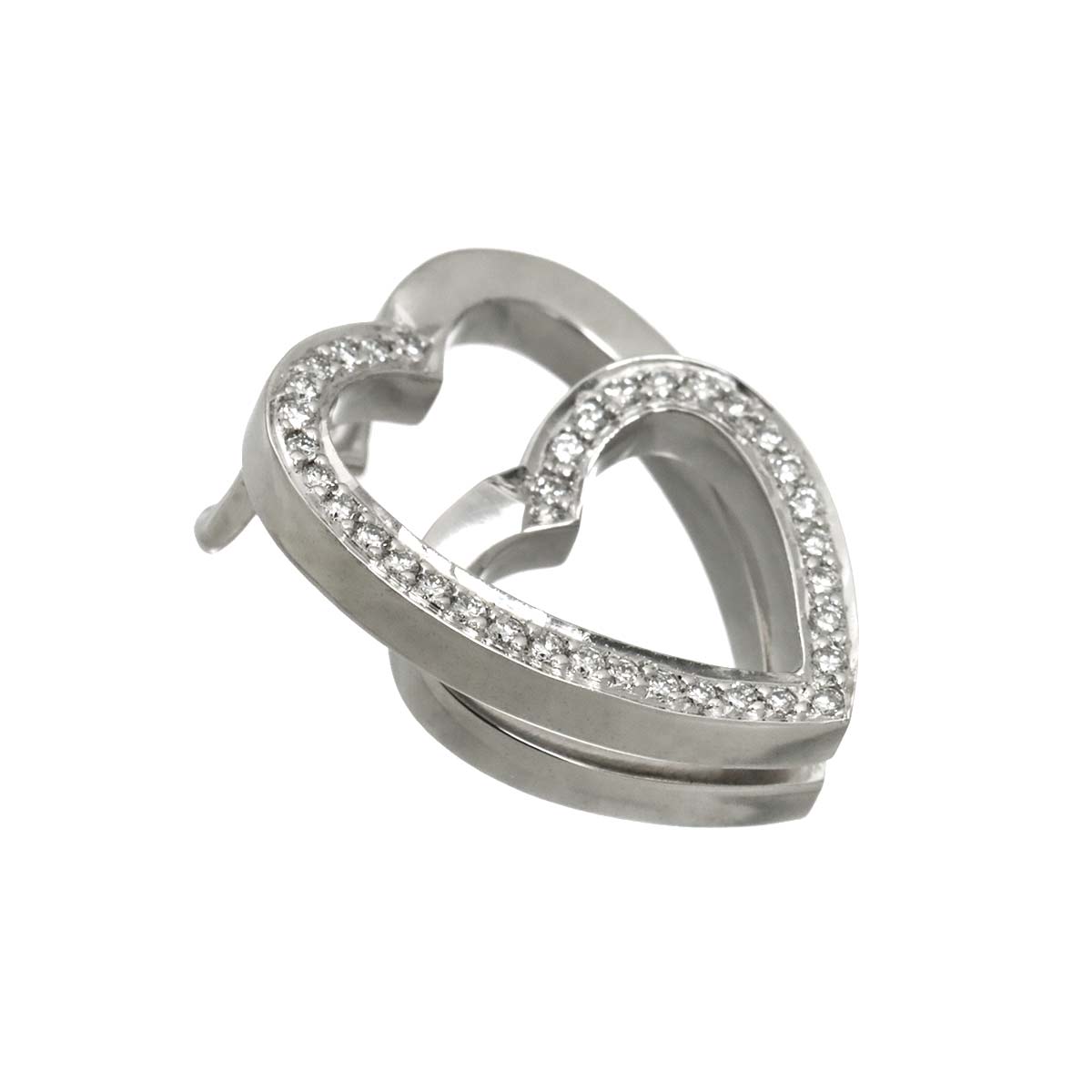 Heart Diamond Pendant Top Charm 18K White Gold 750