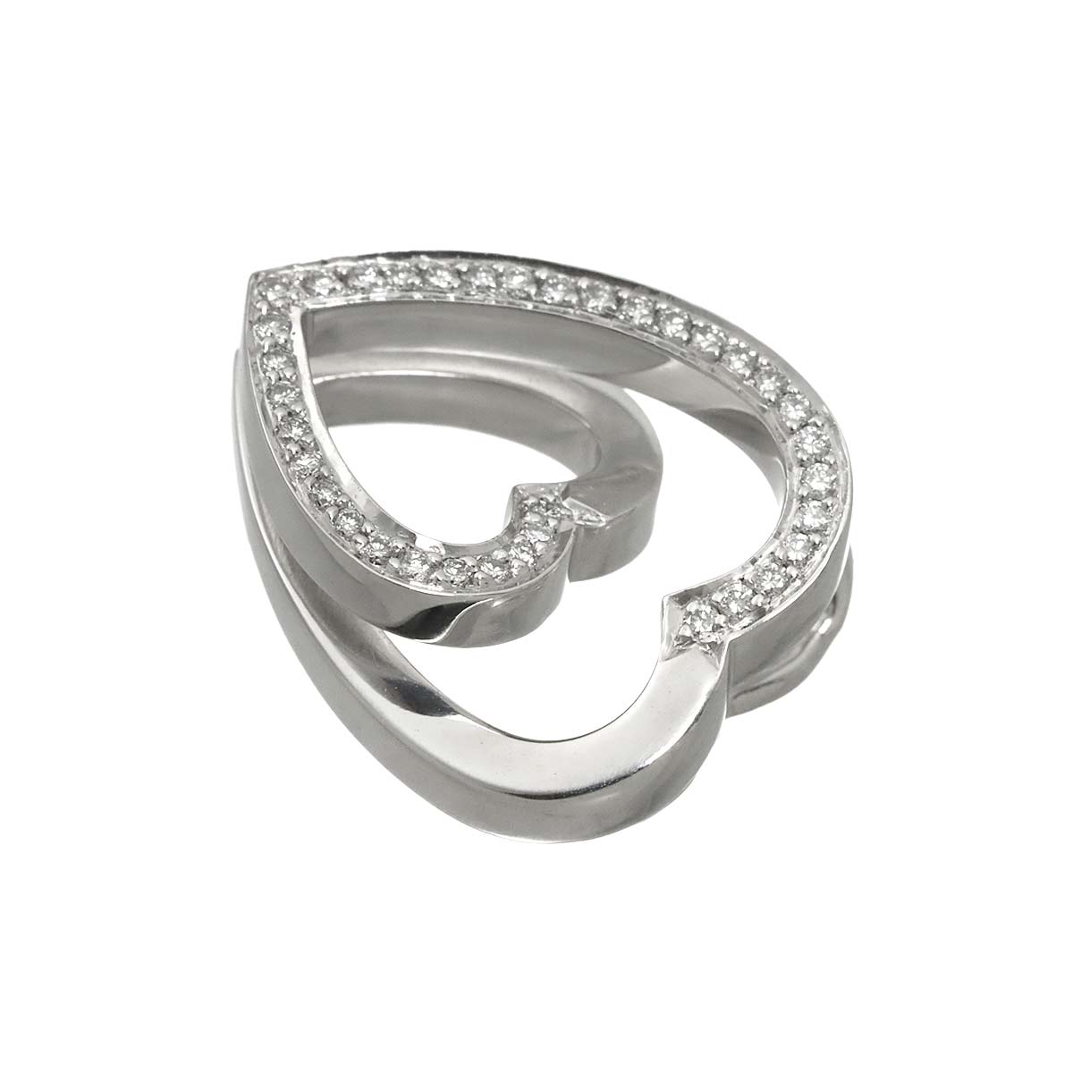 Heart Diamond Pendant Top Charm 18K White Gold 750