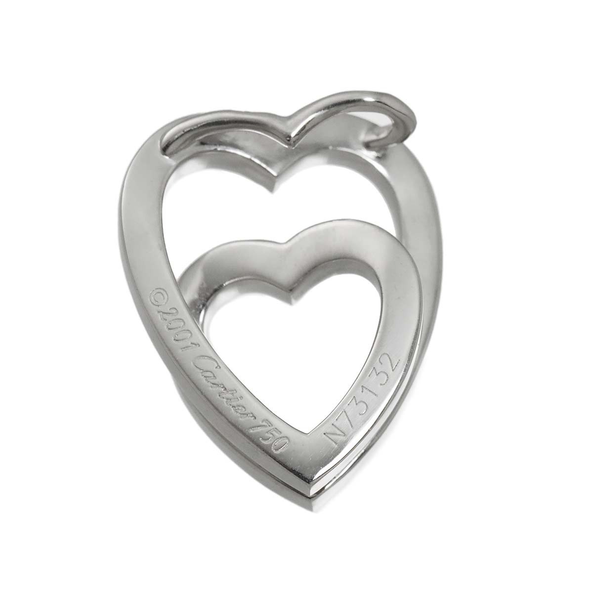 Heart Diamond Pendant Top Charm 18K White Gold 750