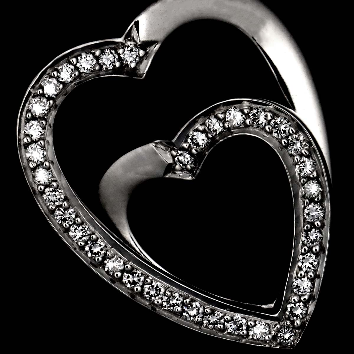 Heart Diamond Pendant Top Charm 18K White Gold 750
